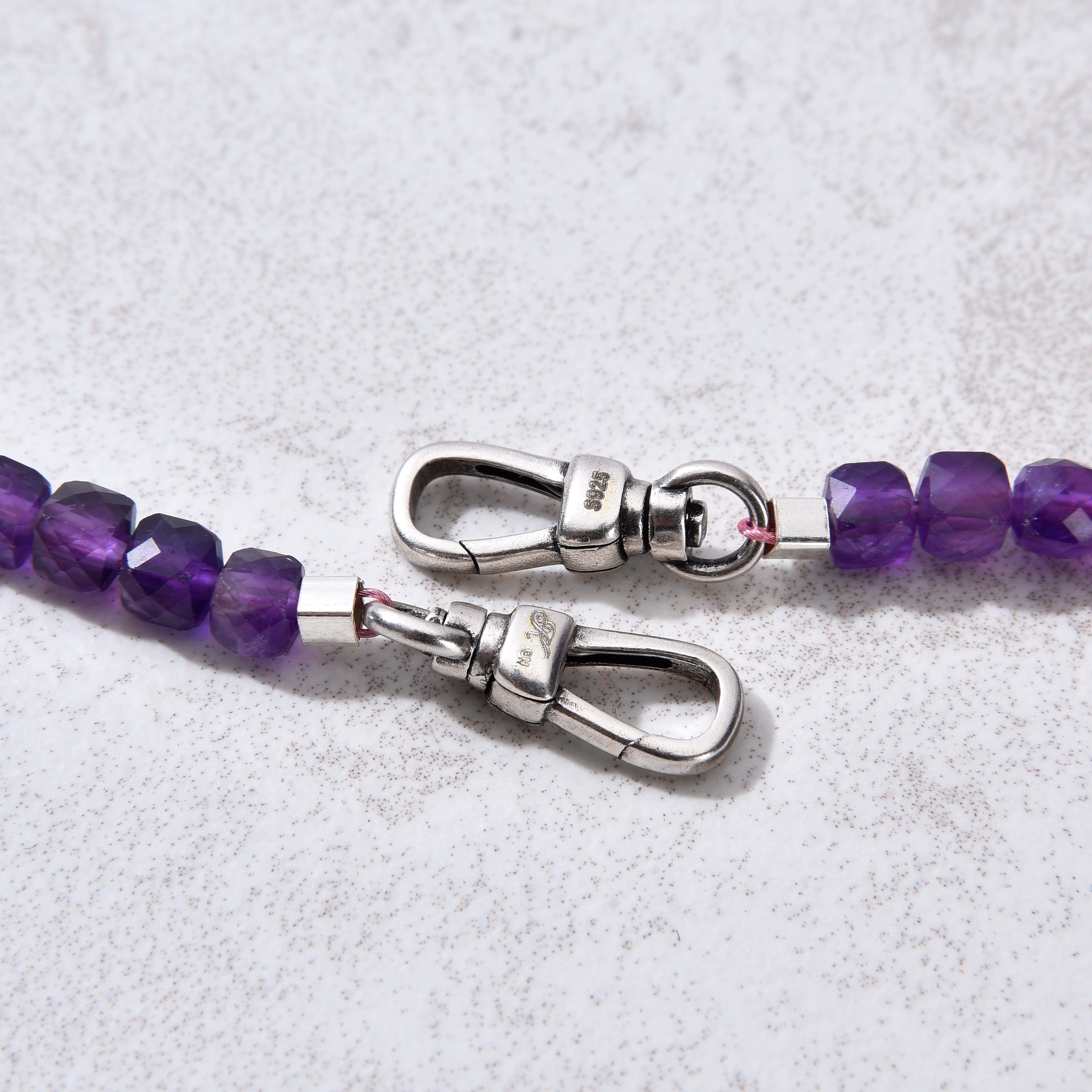 KALIFANO Gemstone Jewelry 4mm Amethyst Faceted Cube 21" Necklace / Multi wrap Bracelet N55-AM