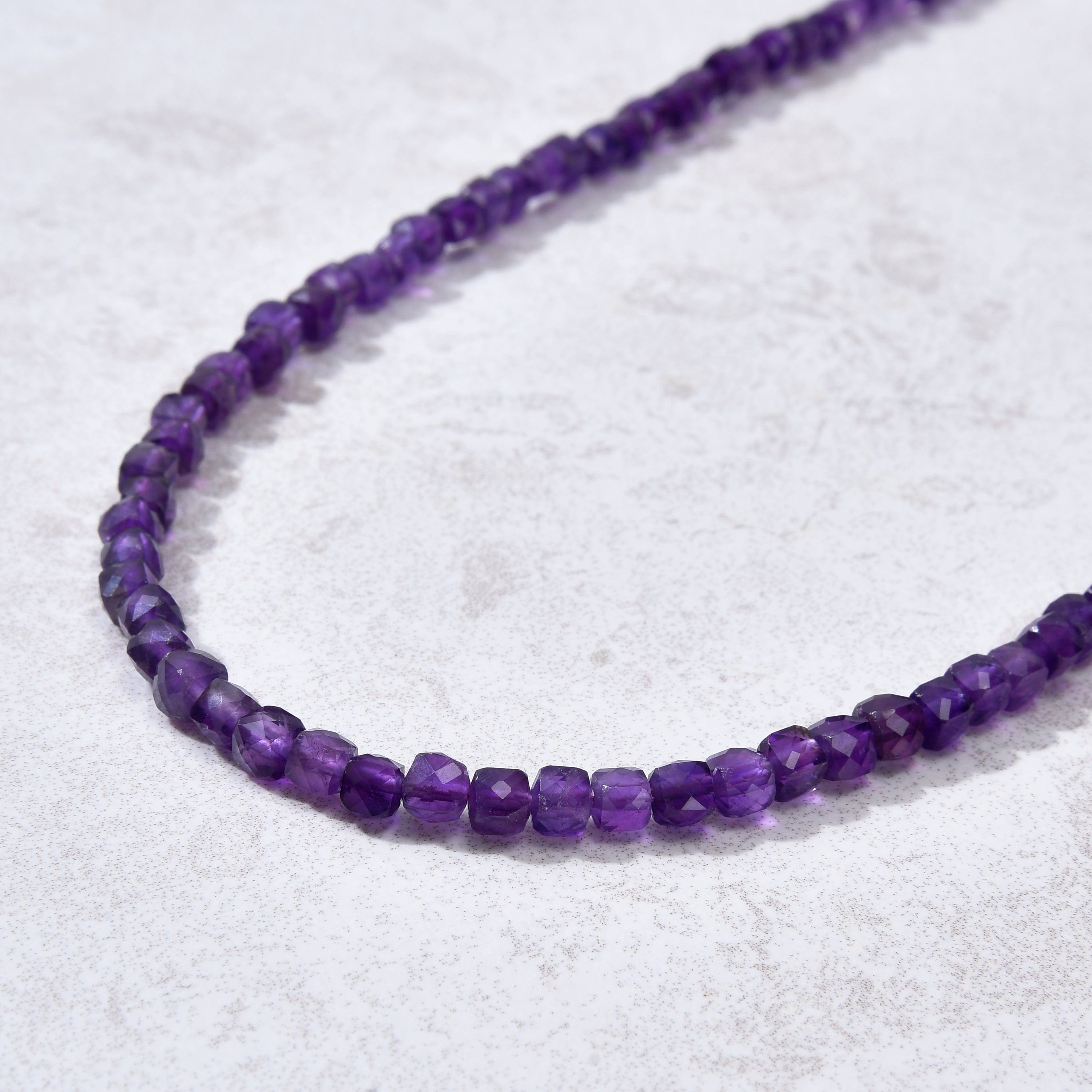 KALIFANO Gemstone Jewelry 4mm Amethyst Faceted Cube 21" Necklace / Multi wrap Bracelet N55-AM