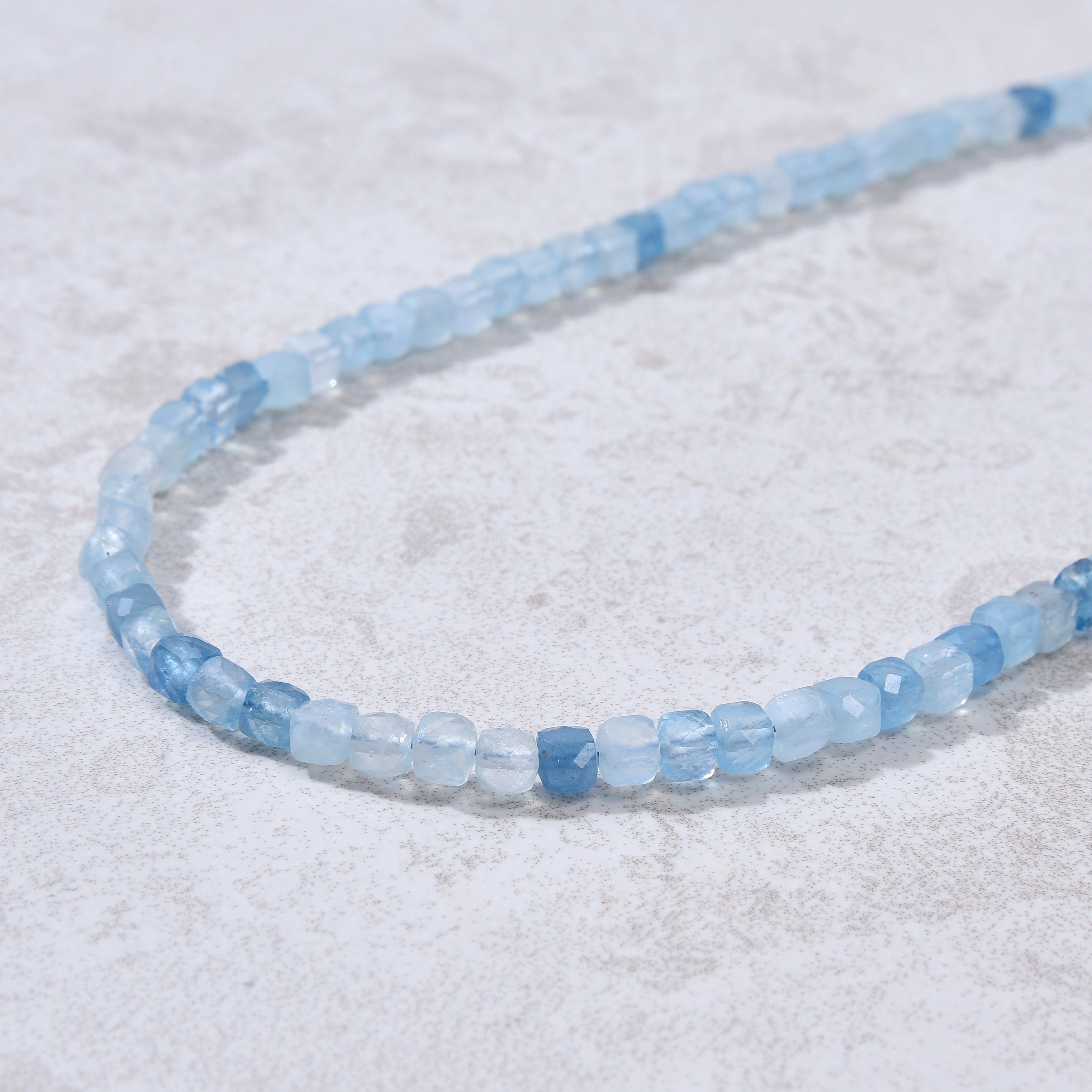 KALIFANO Gemstone Jewelry 4mm Aquamarine Faceted Cube 21" Necklace / Multi wrap Bracelet N55-AQ