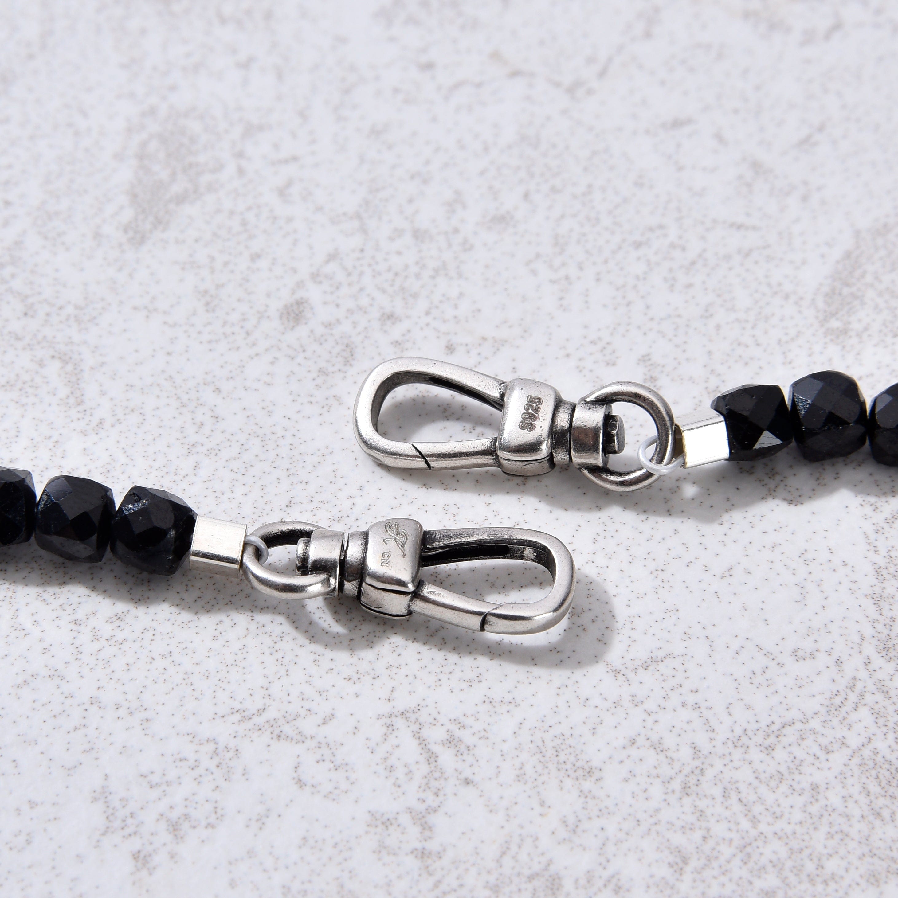 KALIFANO Gemstone Jewelry 4mm Black Tourmaline Faceted Cube 21" Necklace / Multi wrap Bracelet N55-BT
