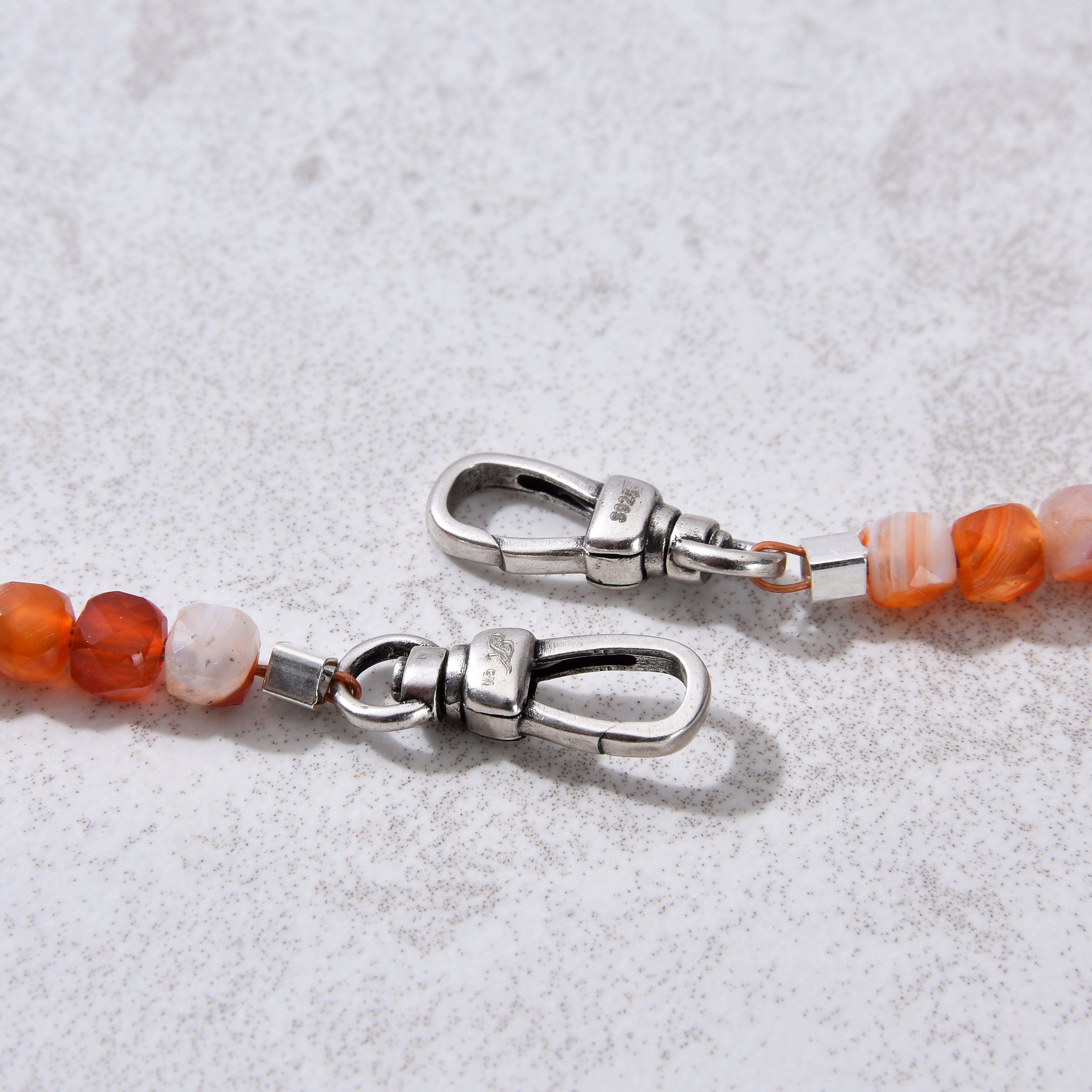 KALIFANO Gemstone Jewelry 4mm Carnelian Faceted Cube 21" Necklace / Multi wrap Bracelet N55-CR