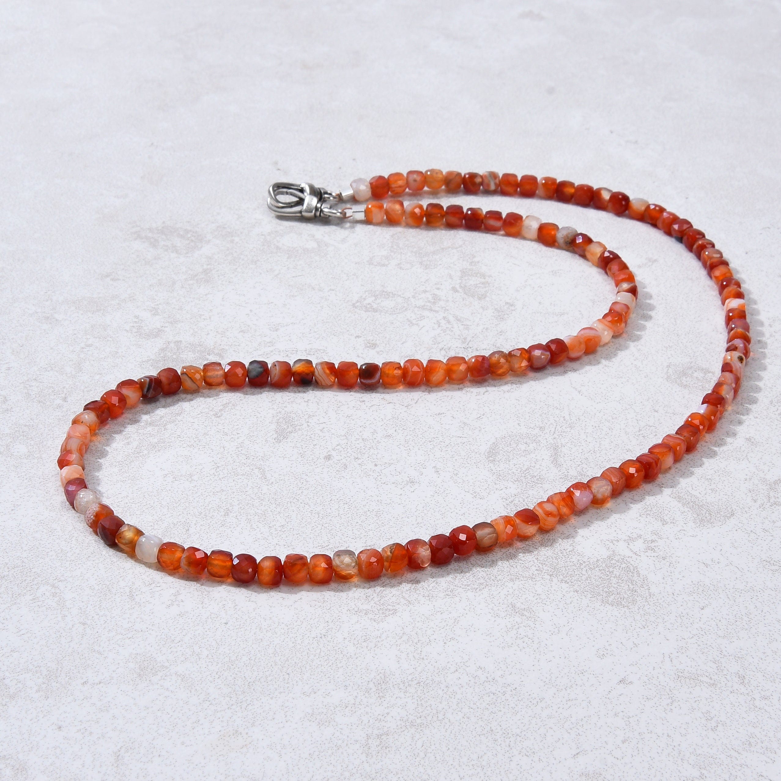 KALIFANO Gemstone Jewelry 4mm Carnelian Faceted Cube 21" Necklace / Multi wrap Bracelet N55-CR