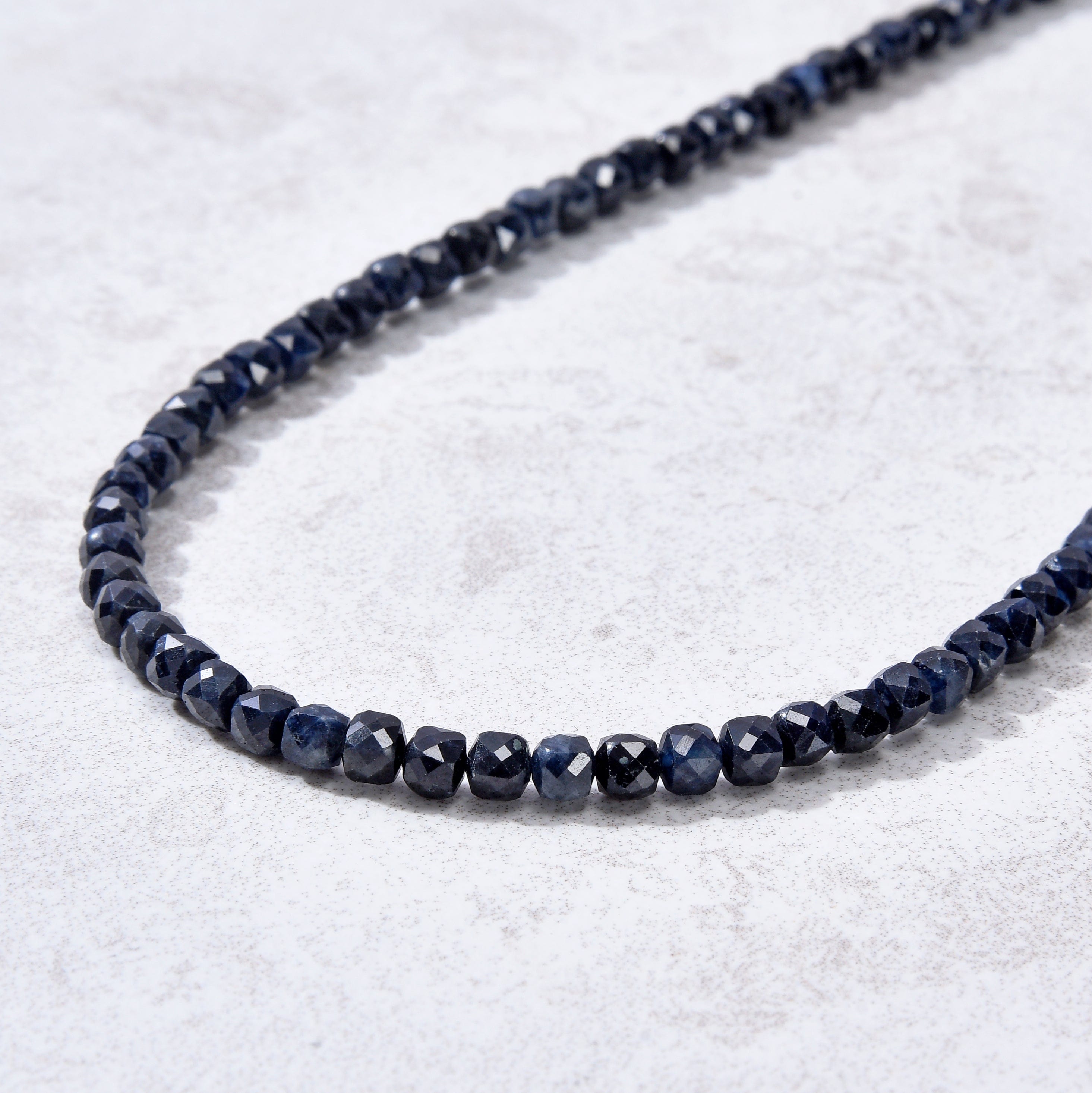KALIFANO Gemstone Jewelry 4mm Dark Sapphire Faceted Cube 21" Necklace / Multi wrap Bracelet N55-SP