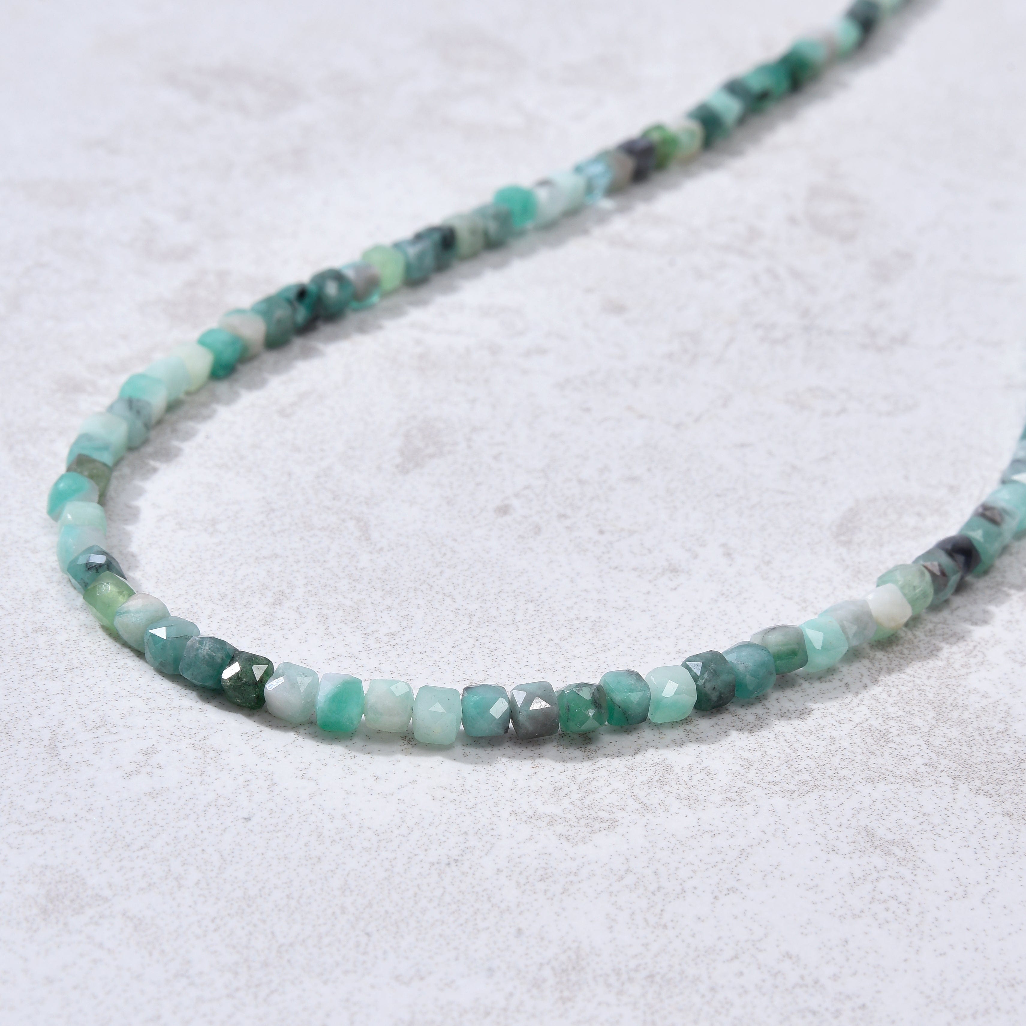 KALIFANO Gemstone Jewelry 4mm Emerald Faceted Cube 21" Necklace / Multi wrap Bracelet N55-EM