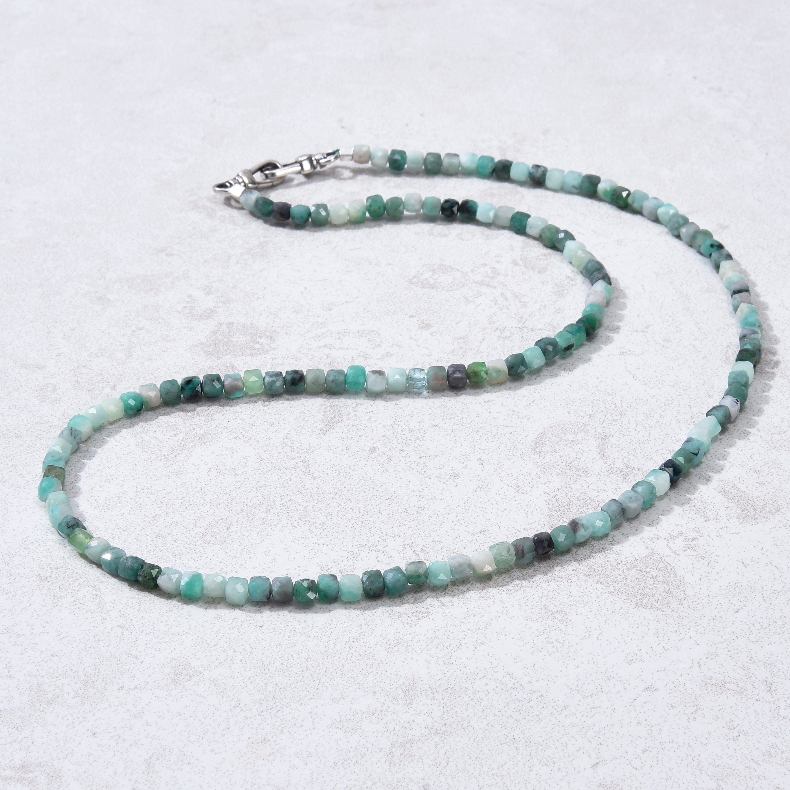 KALIFANO Gemstone Jewelry 4mm Emerald Faceted Cube 21" Necklace / Multi wrap Bracelet N55-EM
