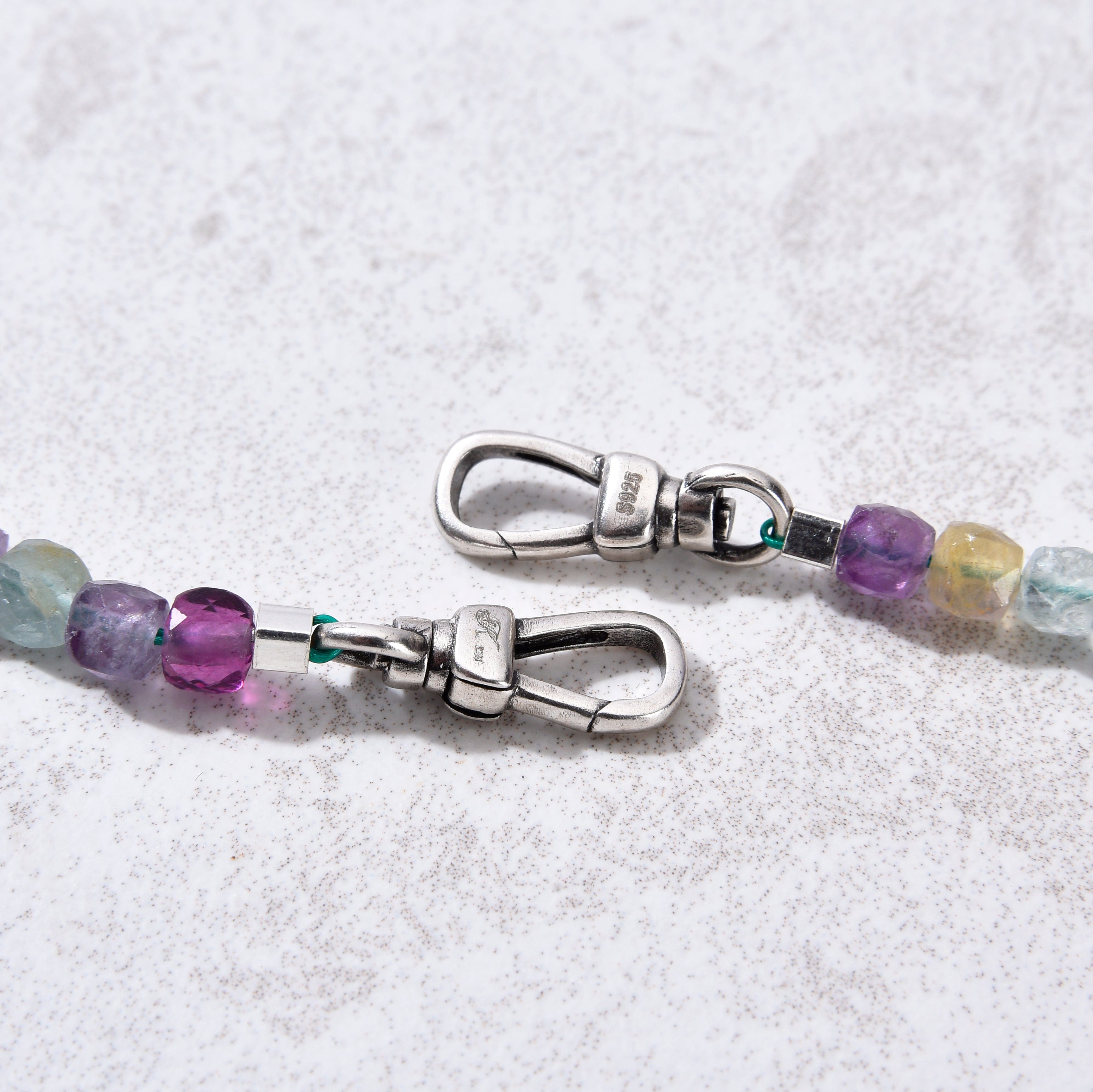 KALIFANO Gemstone Jewelry 4mm Fluorite Faceted Cube 21" Necklace / Multi wrap Bracelet N55-FL