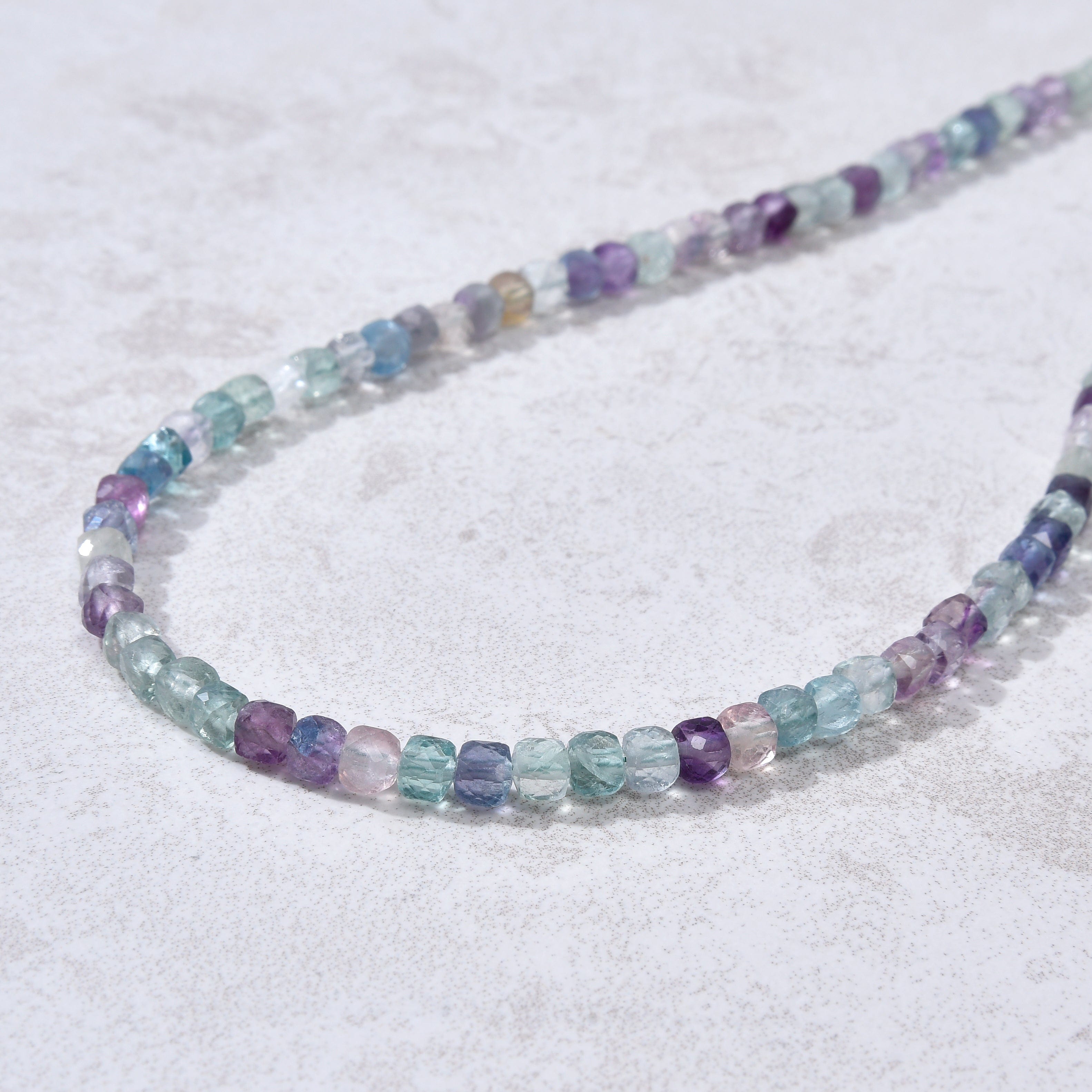 KALIFANO Gemstone Jewelry 4mm Fluorite Faceted Cube 21" Necklace / Multi wrap Bracelet N55-FL