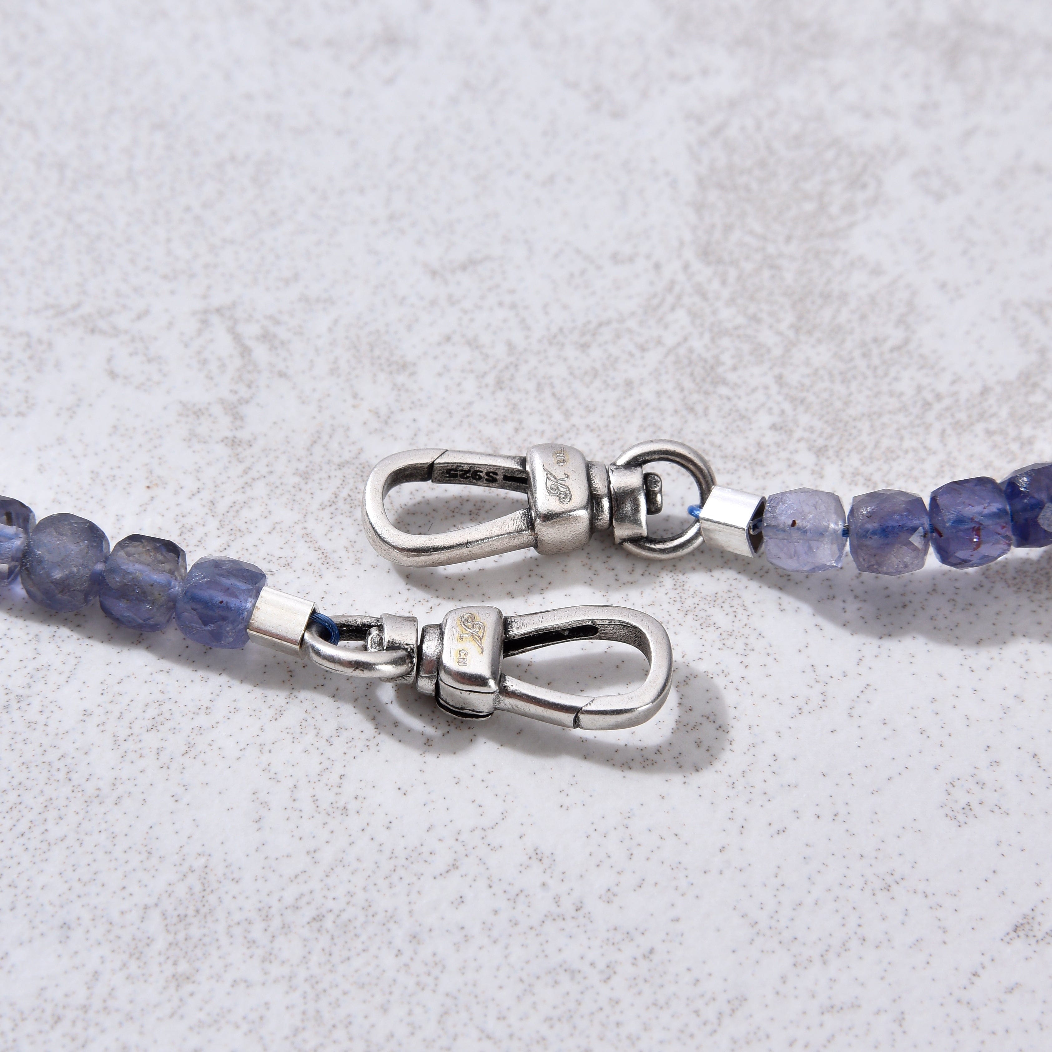 KALIFANO Gemstone Jewelry 4mm Iolite Faceted Cube 21" Necklace / Multi wrap Bracelet N55-IO