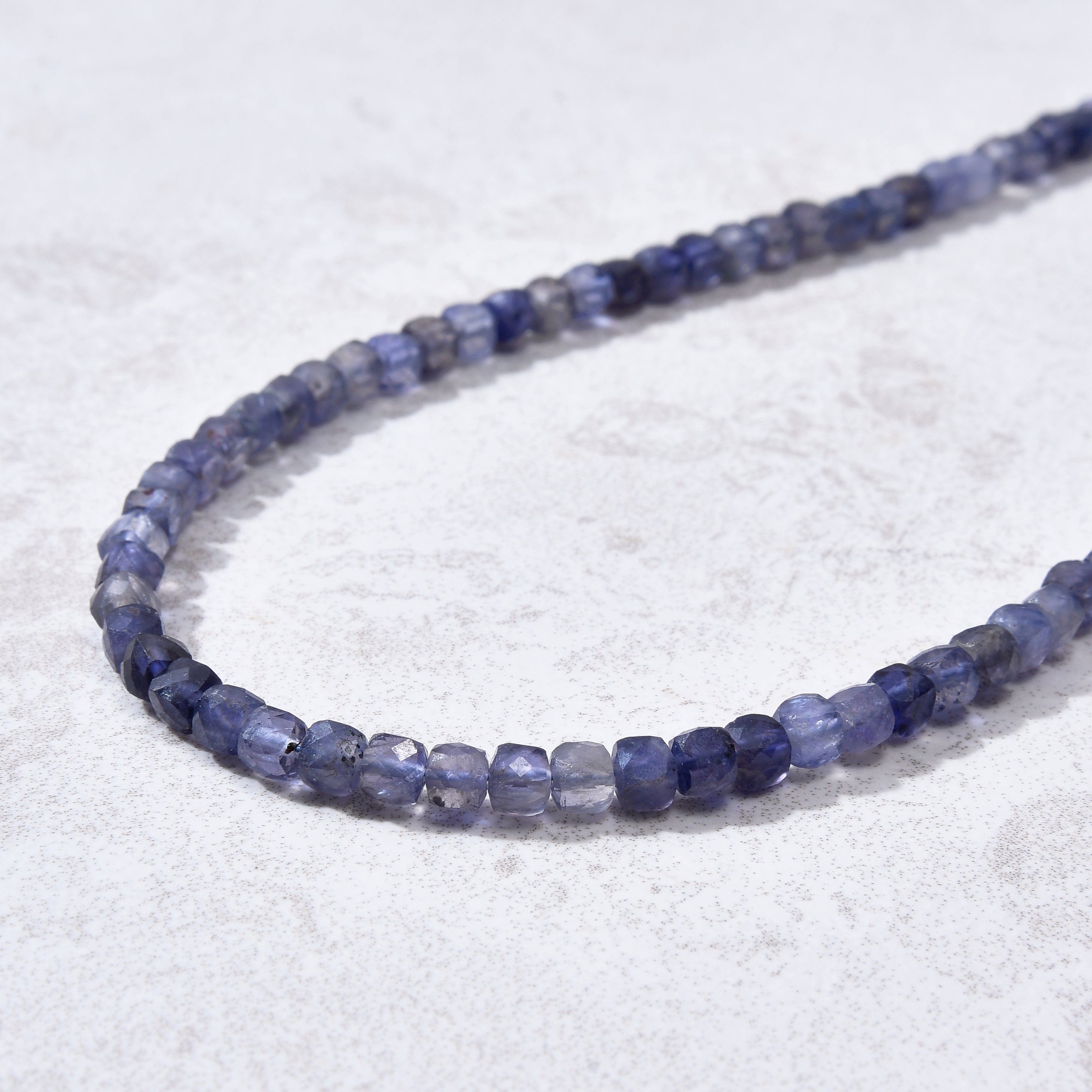 KALIFANO Gemstone Jewelry 4mm Iolite Faceted Cube 21" Necklace / Multi wrap Bracelet N55-IO