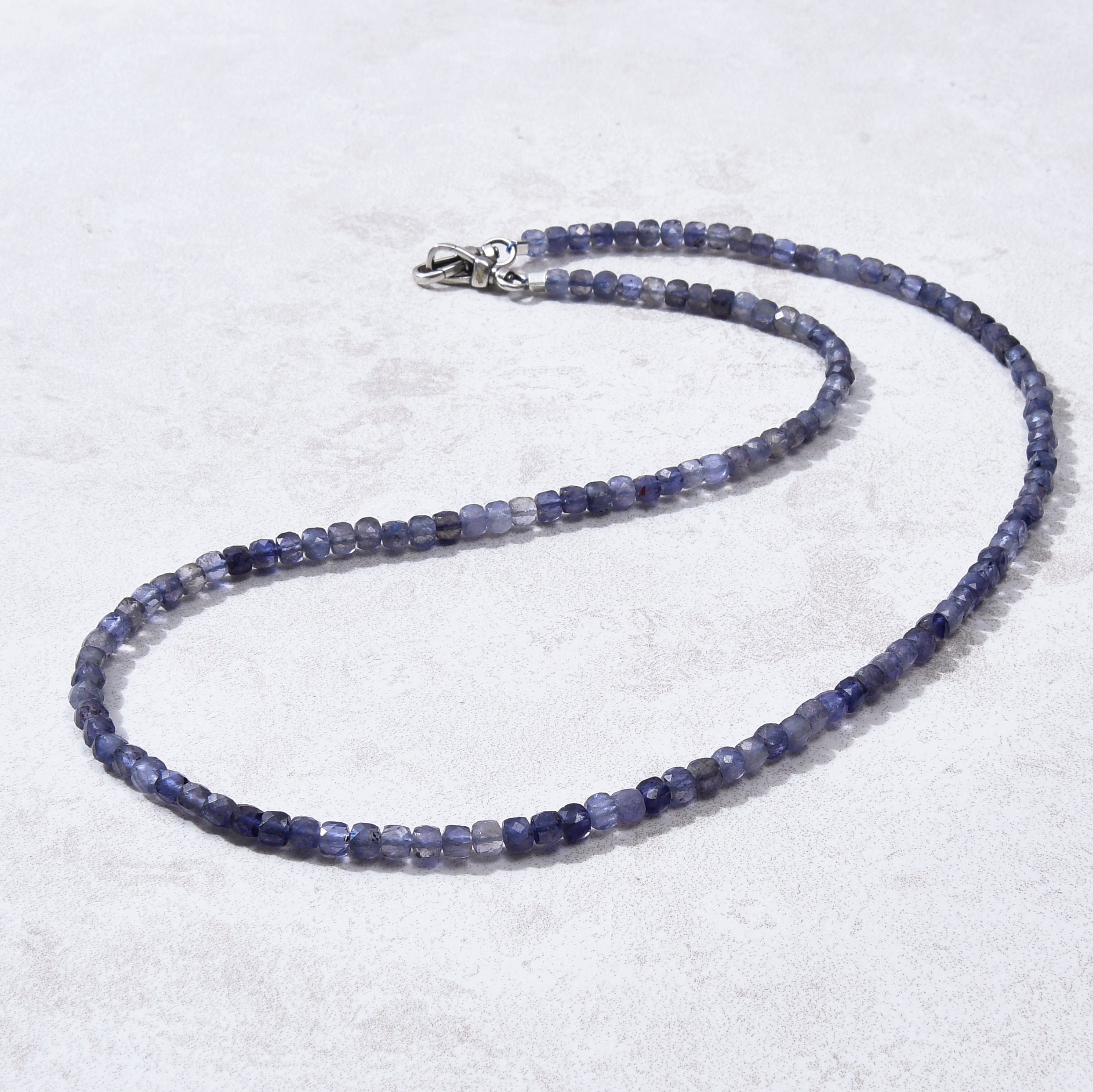 KALIFANO Gemstone Jewelry 4mm Iolite Faceted Cube 21" Necklace / Multi wrap Bracelet N55-IO