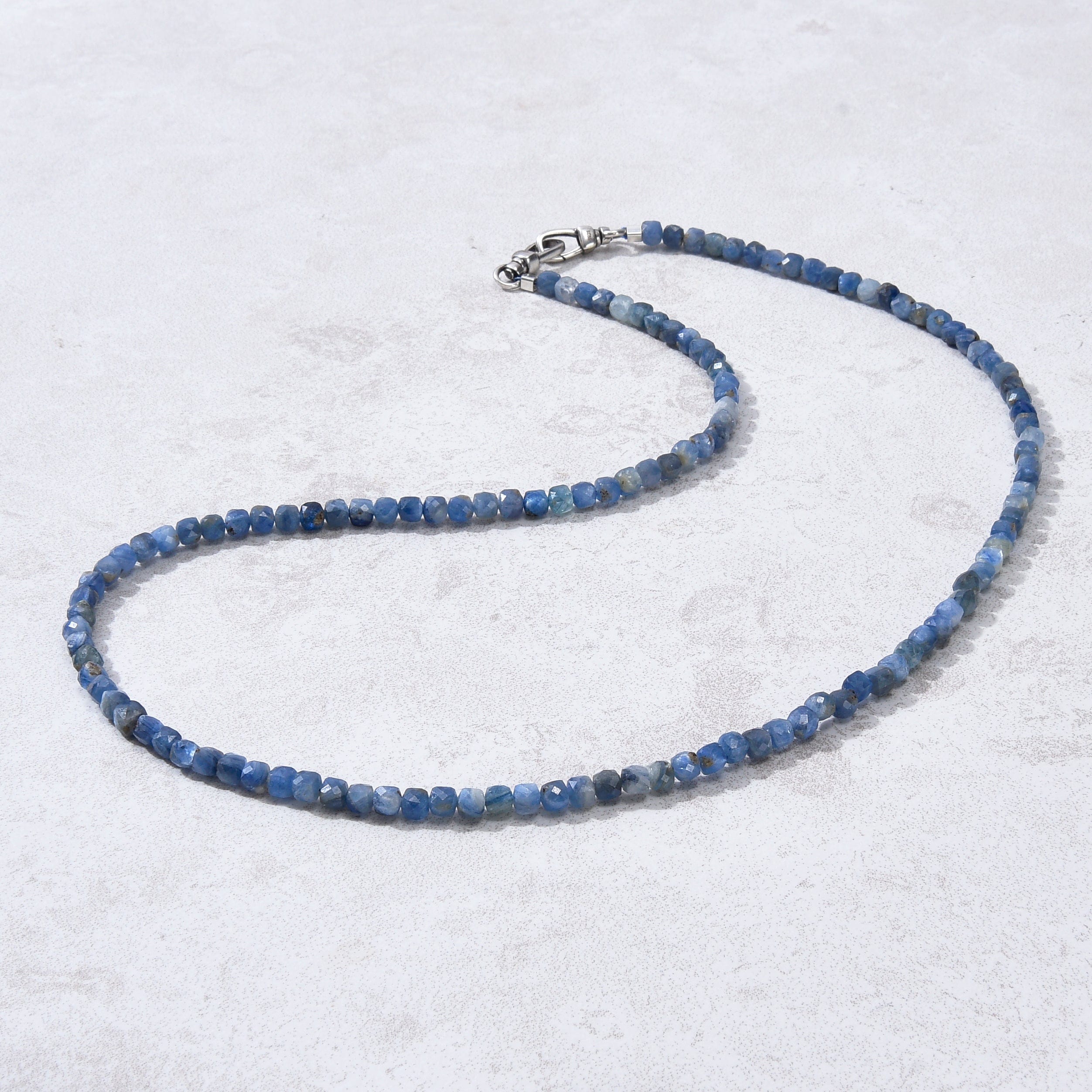 KALIFANO Gemstone Jewelry 4mm Kyanite Faceted Cube 21" Necklace / Multi wrap Bracelet N55-KE