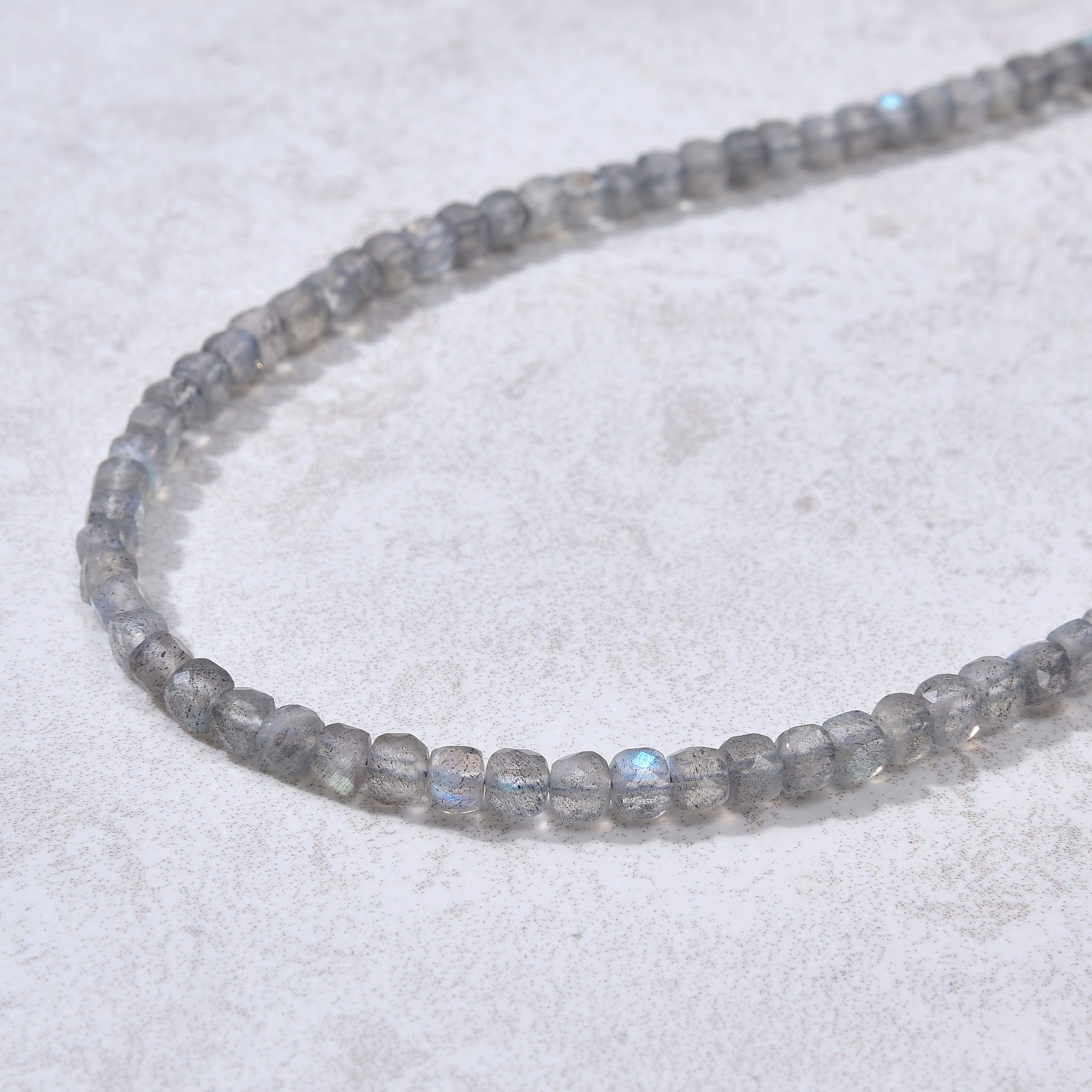 KALIFANO Gemstone Jewelry 4mm Labradorite Faceted Cube 21" Necklace / Multi wrap Bracelet N55-LB