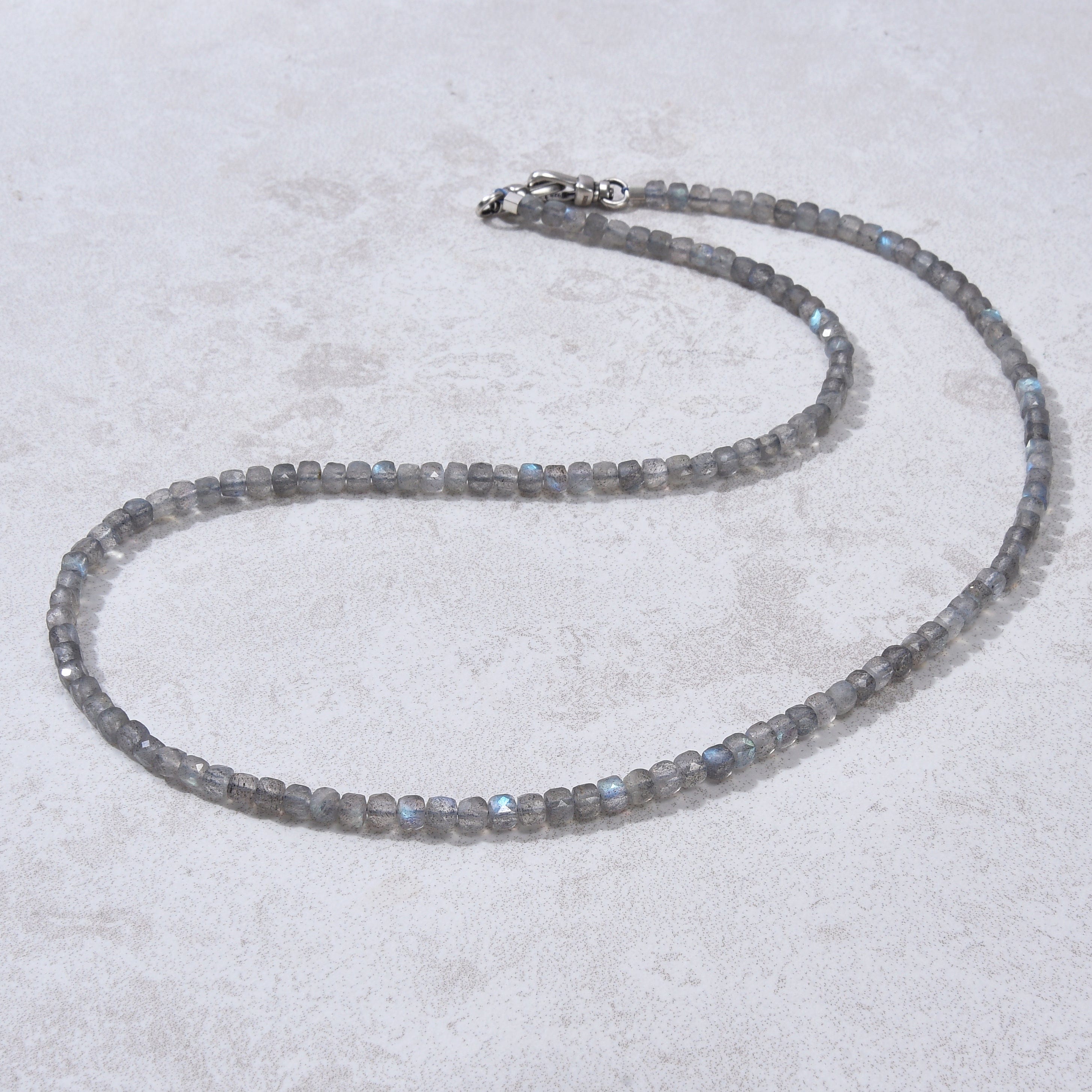 KALIFANO Gemstone Jewelry 4mm Labradorite Faceted Cube 21" Necklace / Multi wrap Bracelet N55-LB