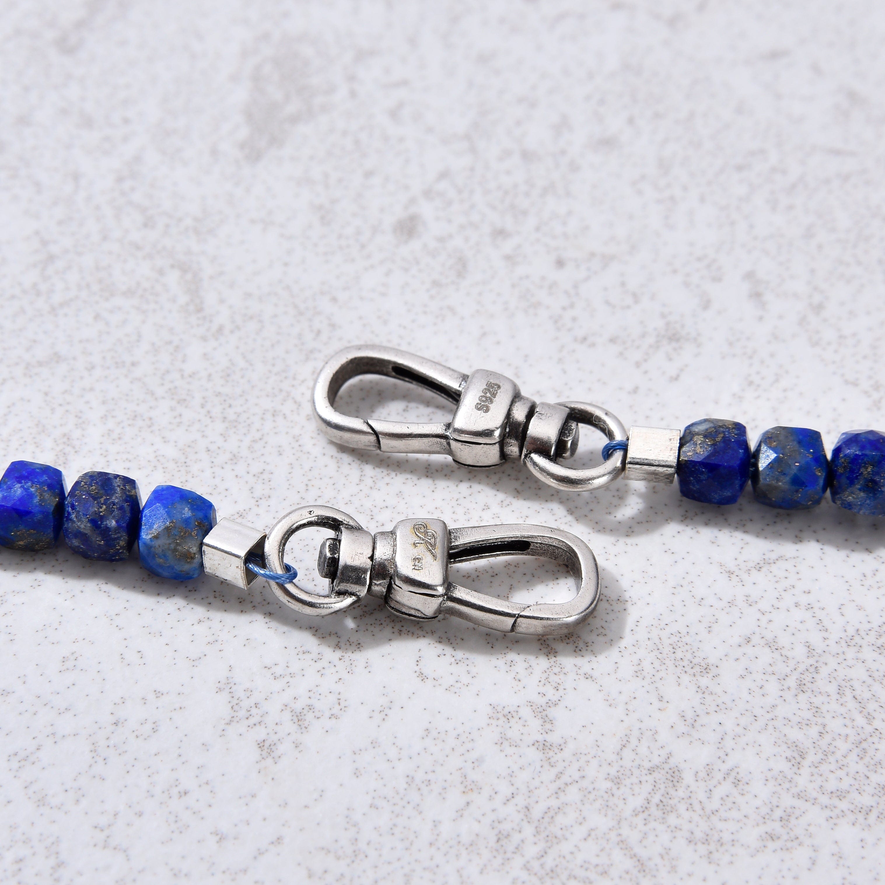 KALIFANO Gemstone Jewelry 4mm Lapis Faceted Cube 21" Necklace / Multi wrap Bracelet N55-LP
