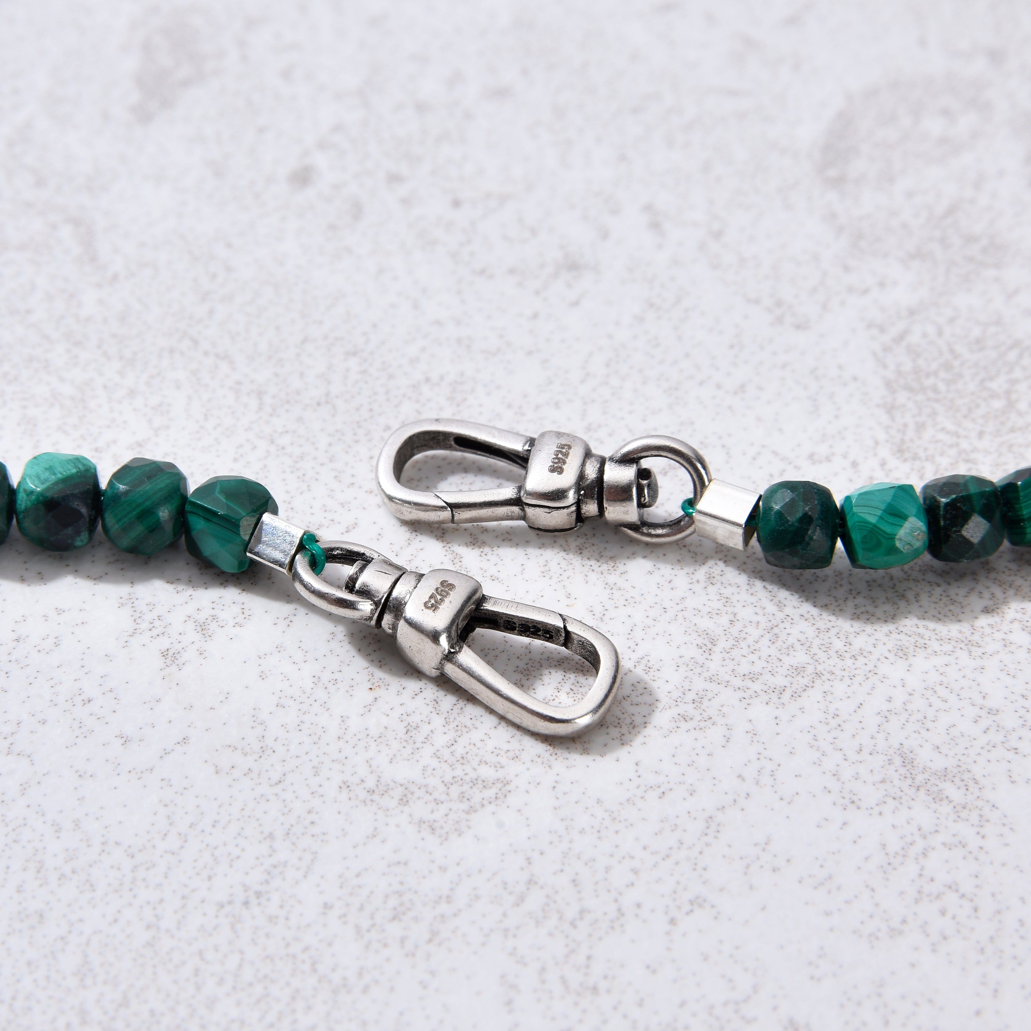 KALIFANO Gemstone Jewelry 4mm Malachite Faceted Cube 21" Necklace / Multi wrap Bracelet N55-MA