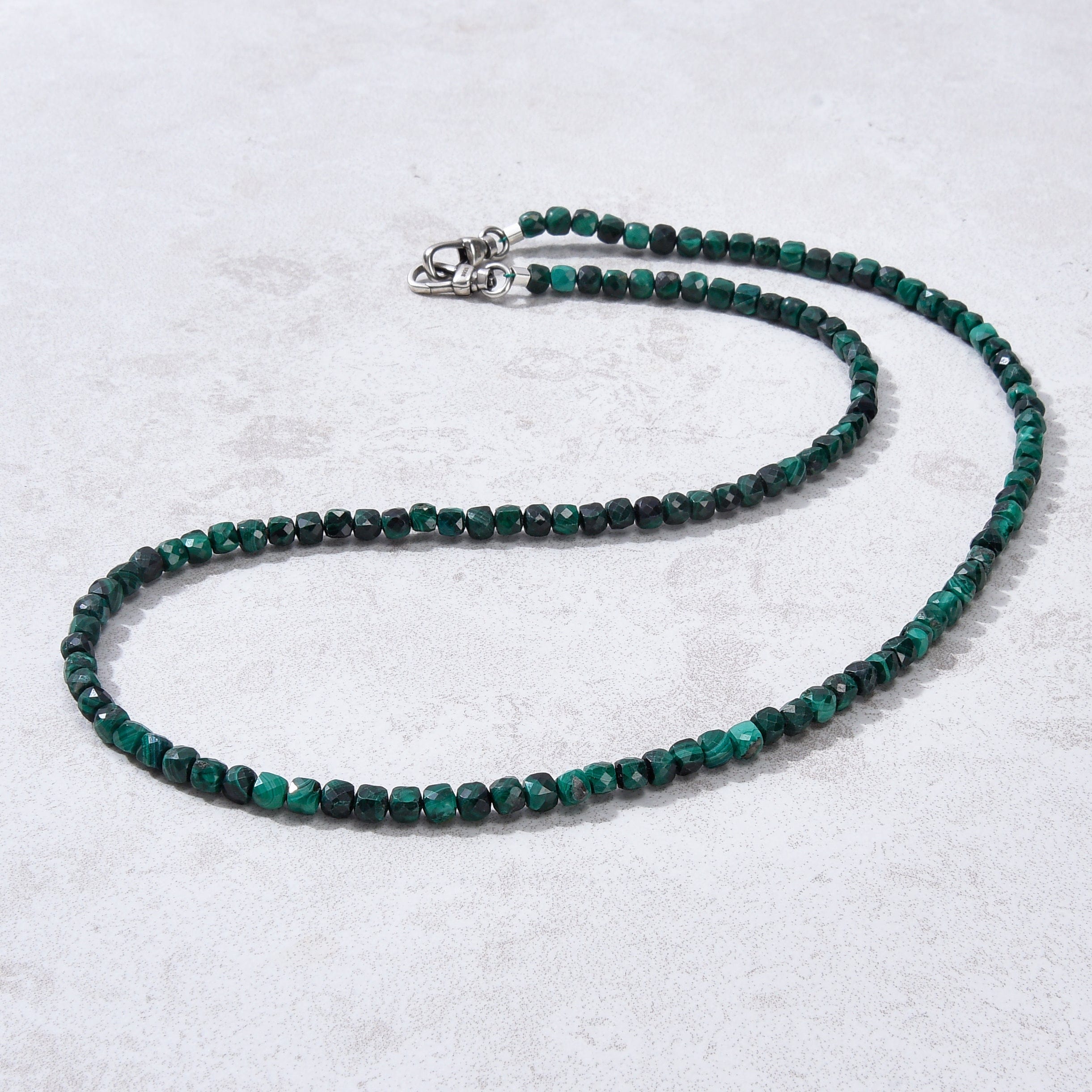 KALIFANO Gemstone Jewelry 4mm Malachite Faceted Cube 21" Necklace / Multi wrap Bracelet N55-MA