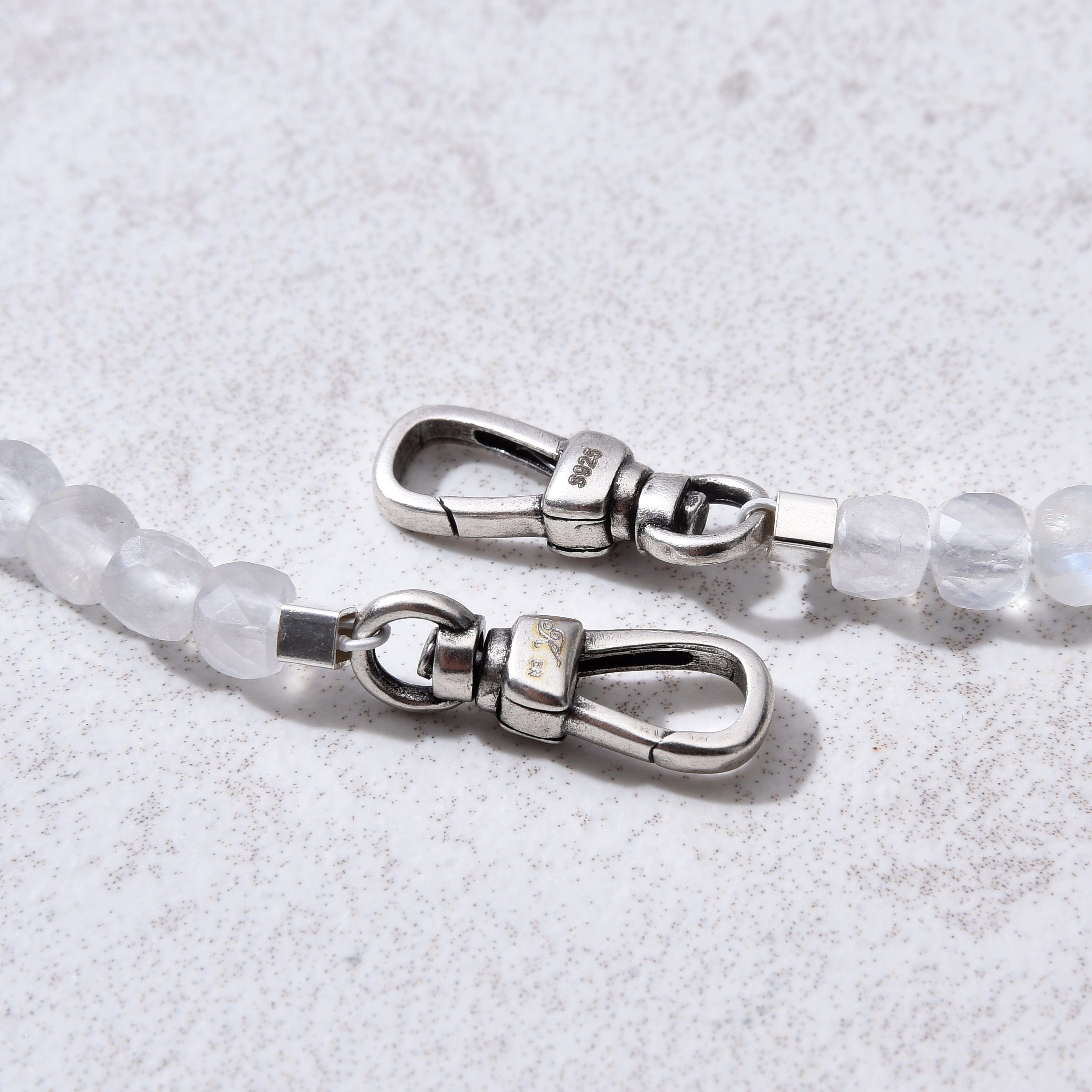 KALIFANO Gemstone Jewelry 4mm Moonstone Opalite Faceted Cube 21" Necklace / Multi wrap Bracelet N55-MS