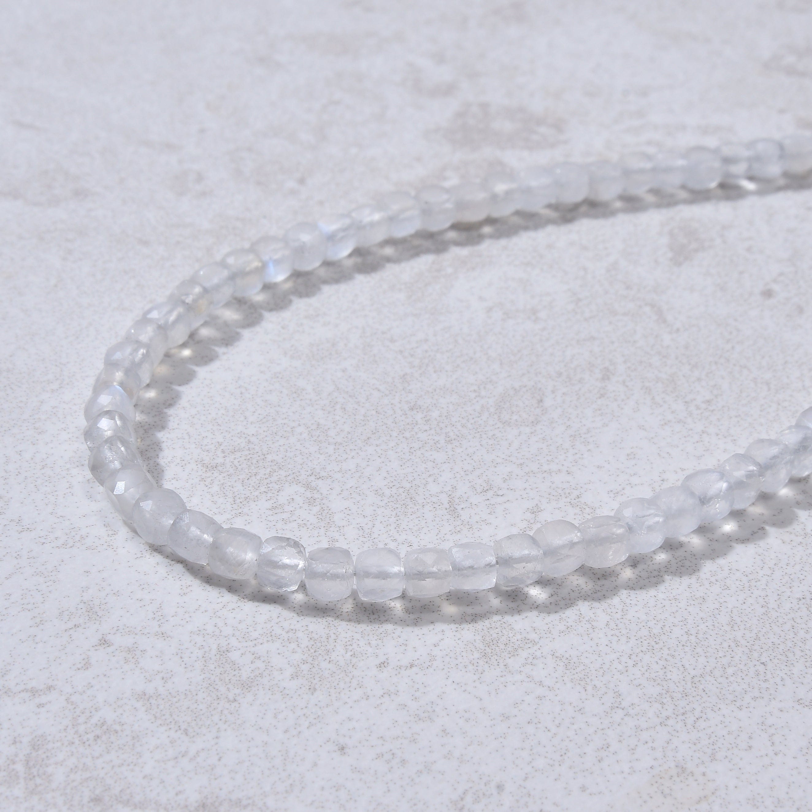 KALIFANO Gemstone Jewelry 4mm Moonstone Opalite Faceted Cube 21" Necklace / Multi wrap Bracelet N55-MS