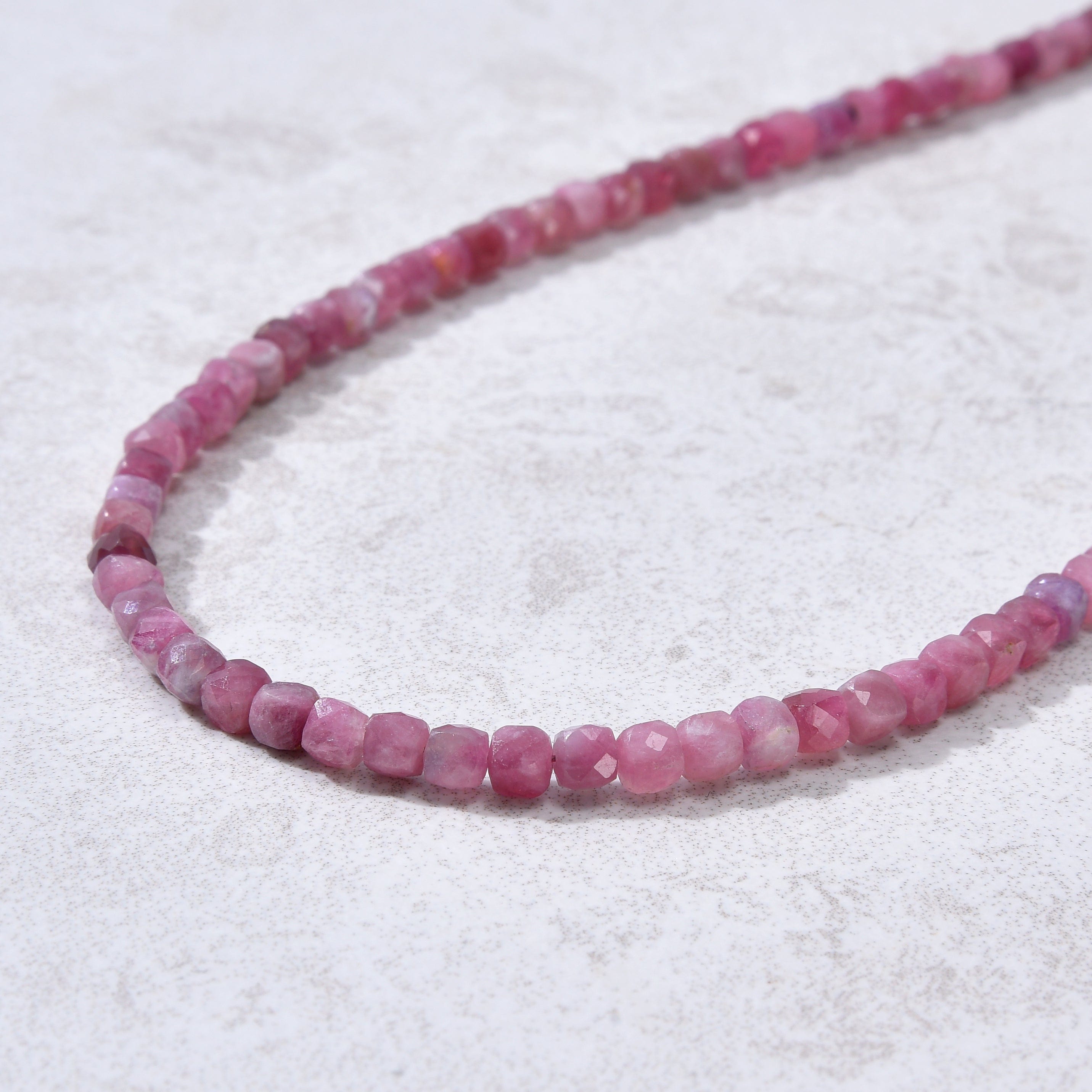 KALIFANO Gemstone Jewelry 4mm Pink Tourmaline Faceted Cube 21" Necklace / Multi wrap Bracelet N55-PTR