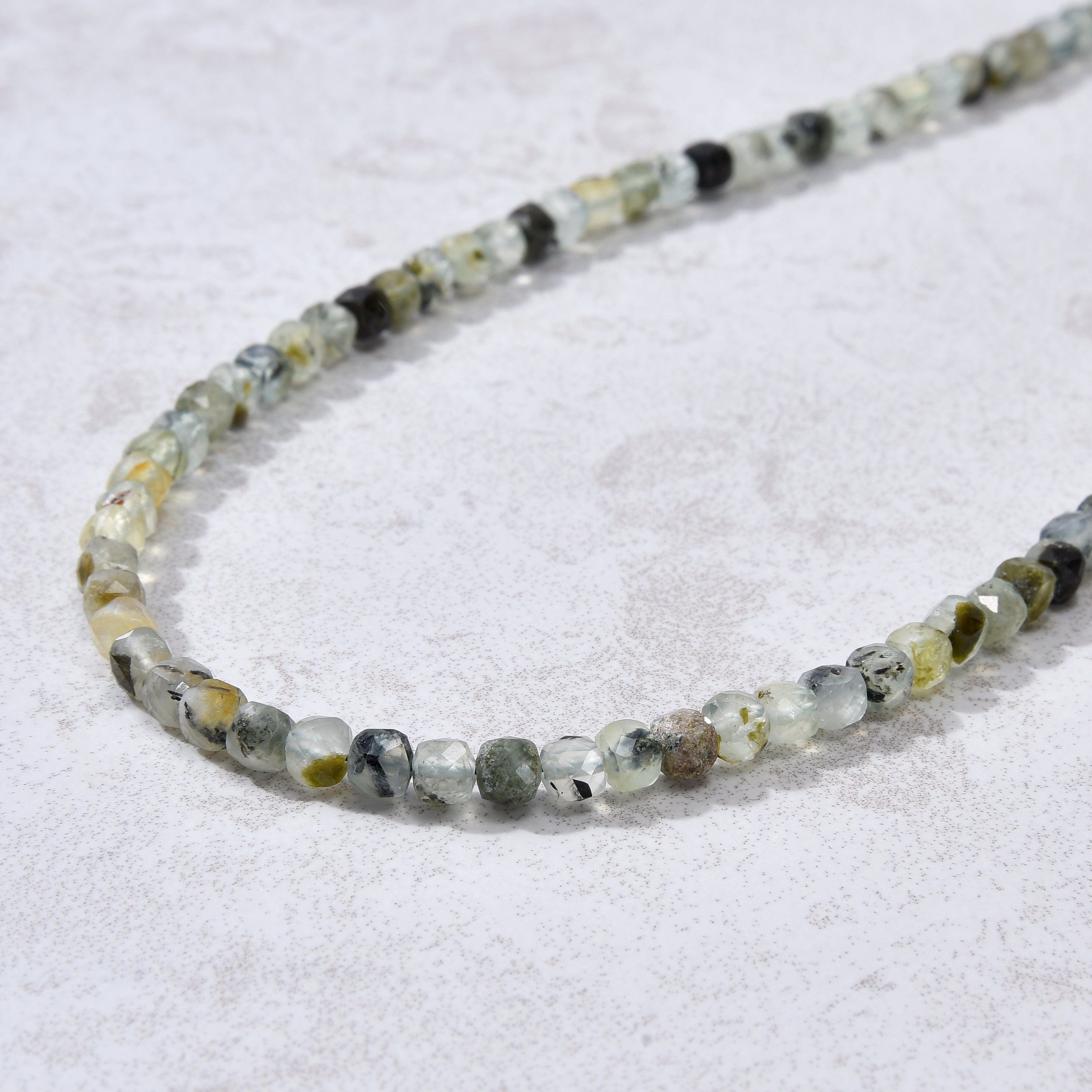 KALIFANO Gemstone Jewelry 4mm Prehnite Faceted Cube 21" Necklace / Multi wrap Bracelet N55-PT