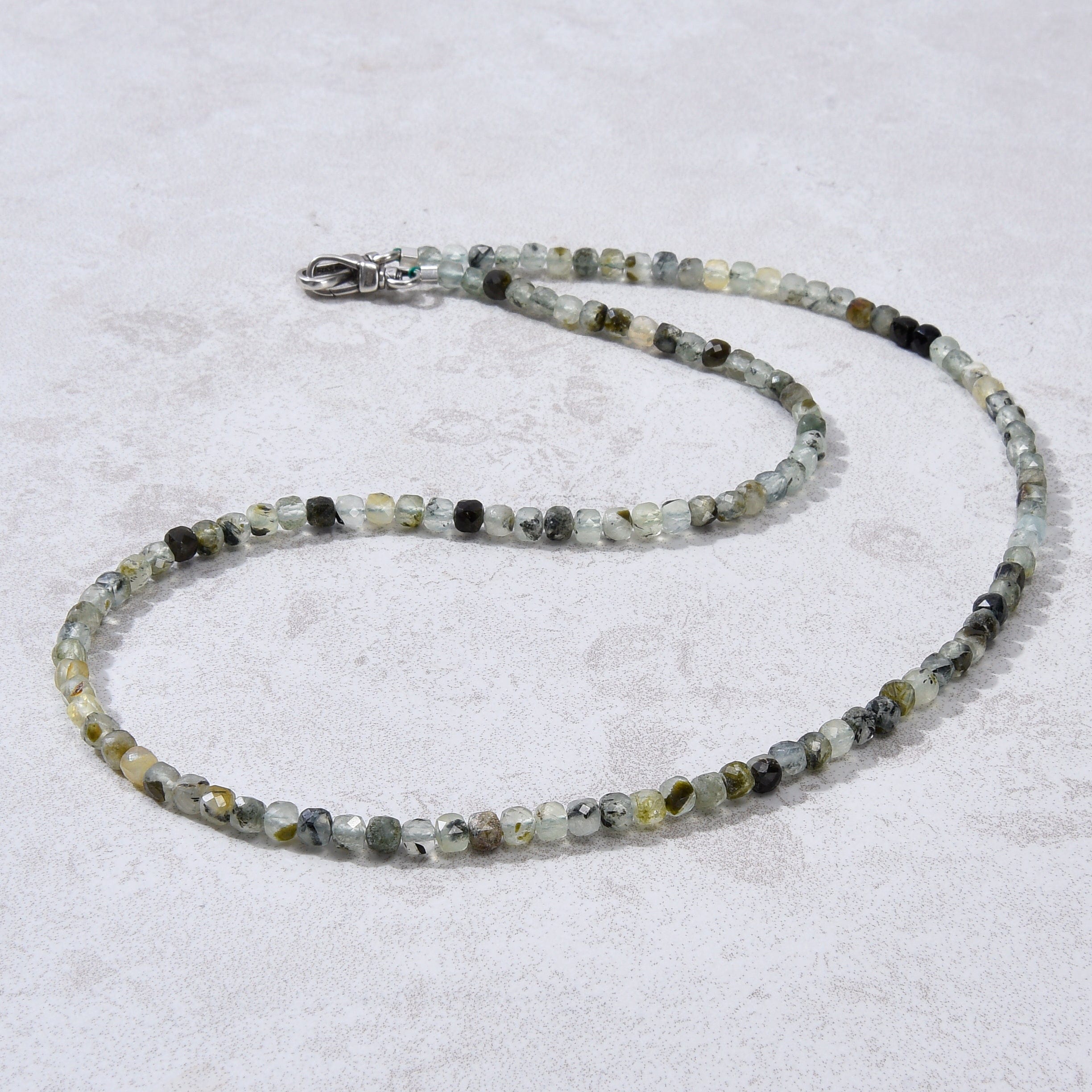 KALIFANO Gemstone Jewelry 4mm Prehnite Faceted Cube 21" Necklace / Multi wrap Bracelet N55-PT