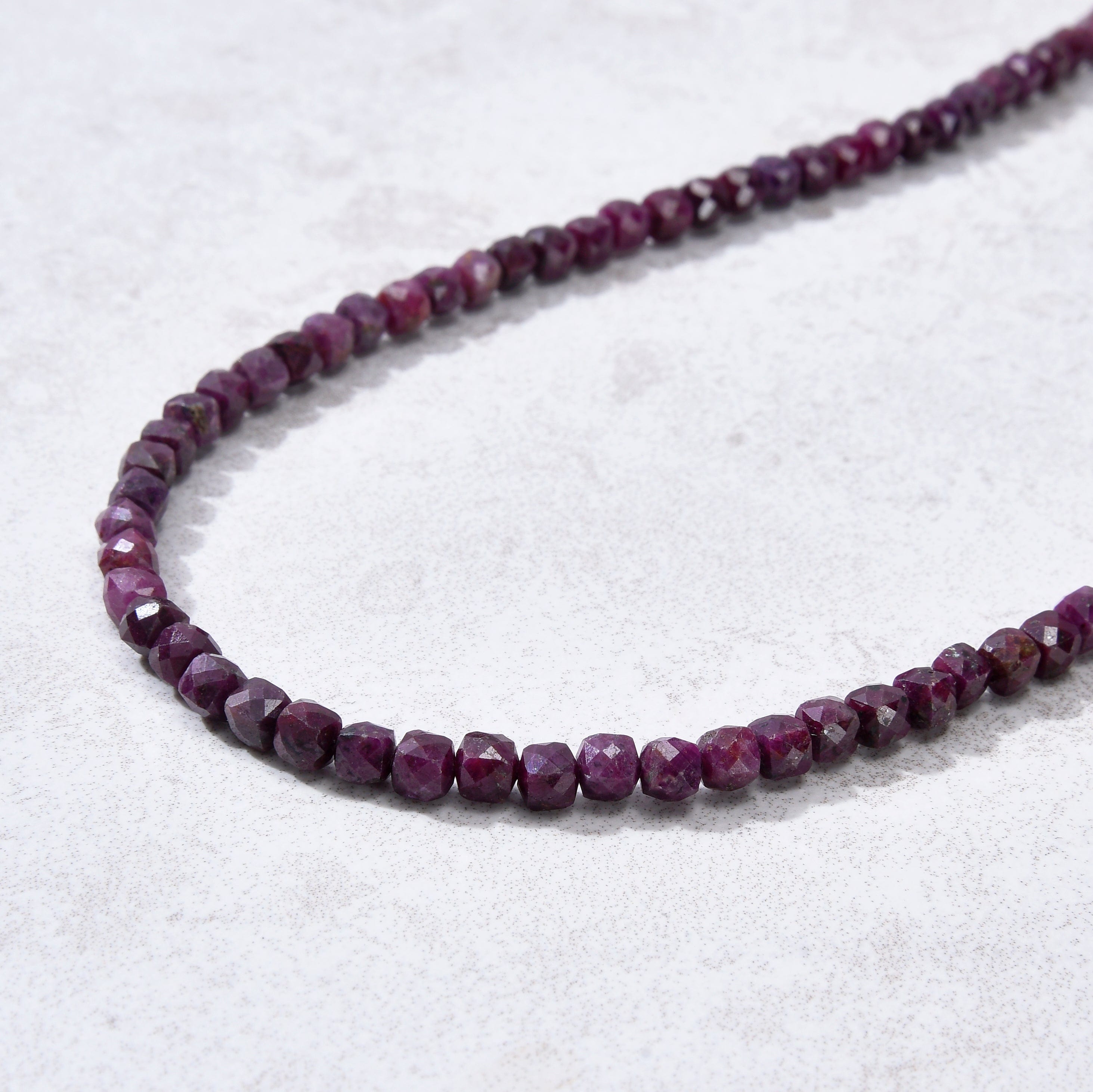 KALIFANO Gemstone Jewelry 4mm Ruby Faceted Cube 21" Necklace / Multi wrap Bracelet N55-RB