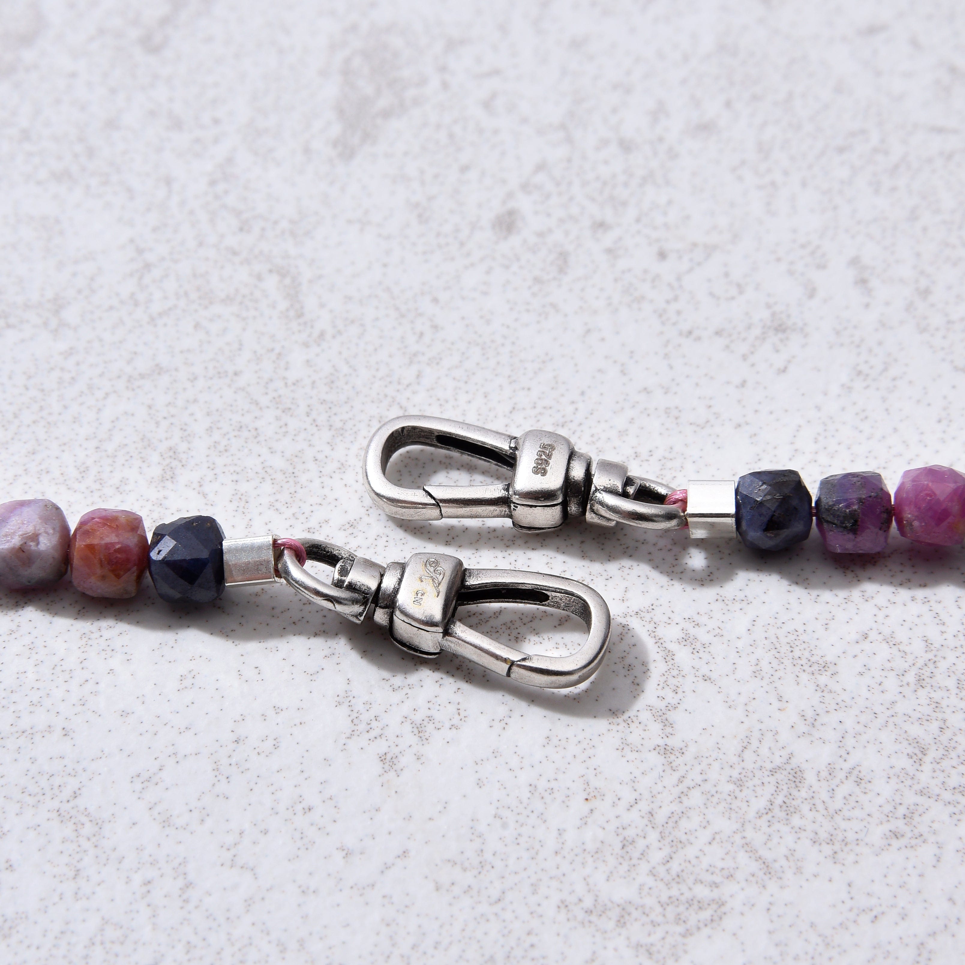 KALIFANO Gemstone Jewelry 4mm Ruby Sapphire Faceted Cube 21" Necklace / Multi wrap Bracelet N55-RS