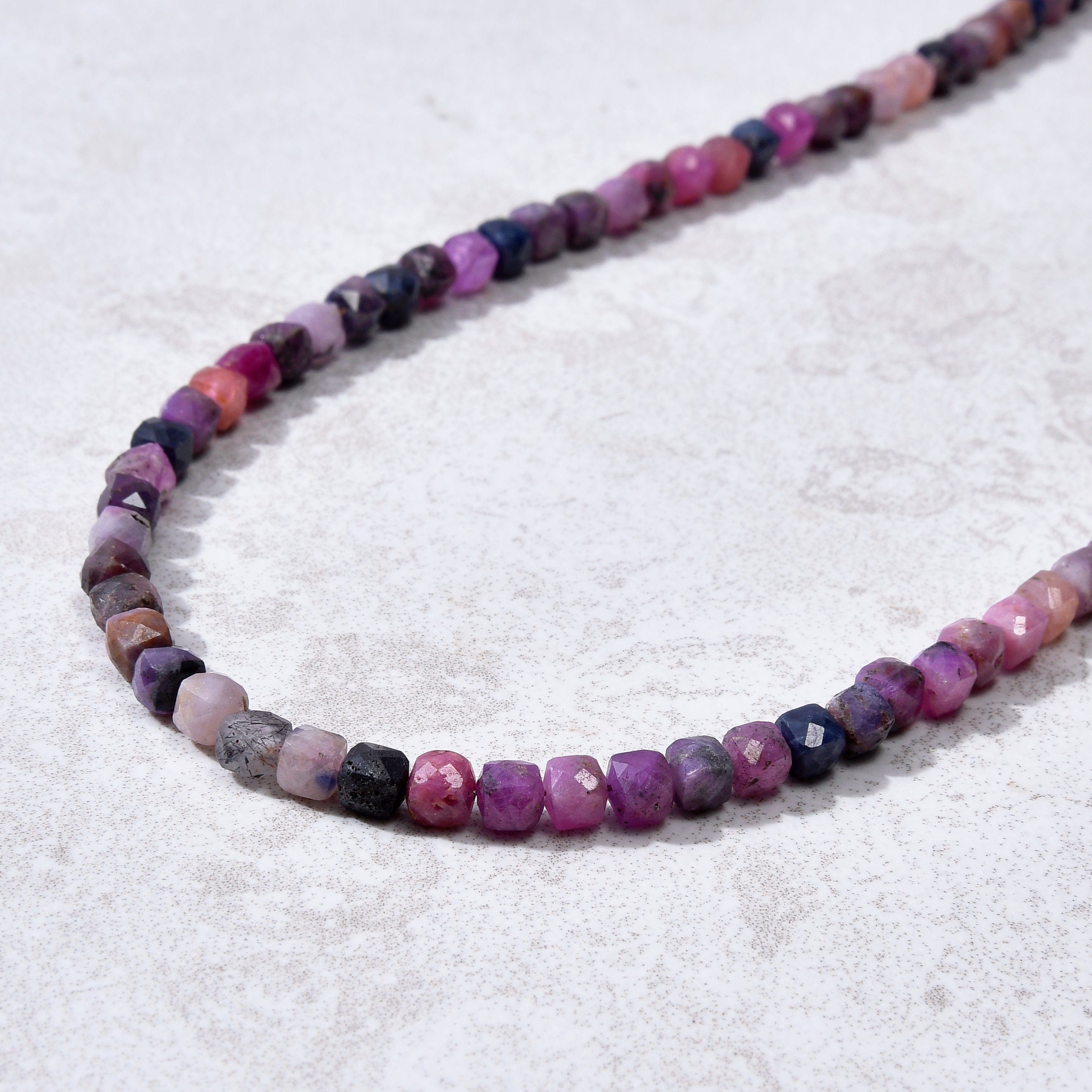 KALIFANO Gemstone Jewelry 4mm Ruby Sapphire Faceted Cube 21" Necklace / Multi wrap Bracelet N55-RS