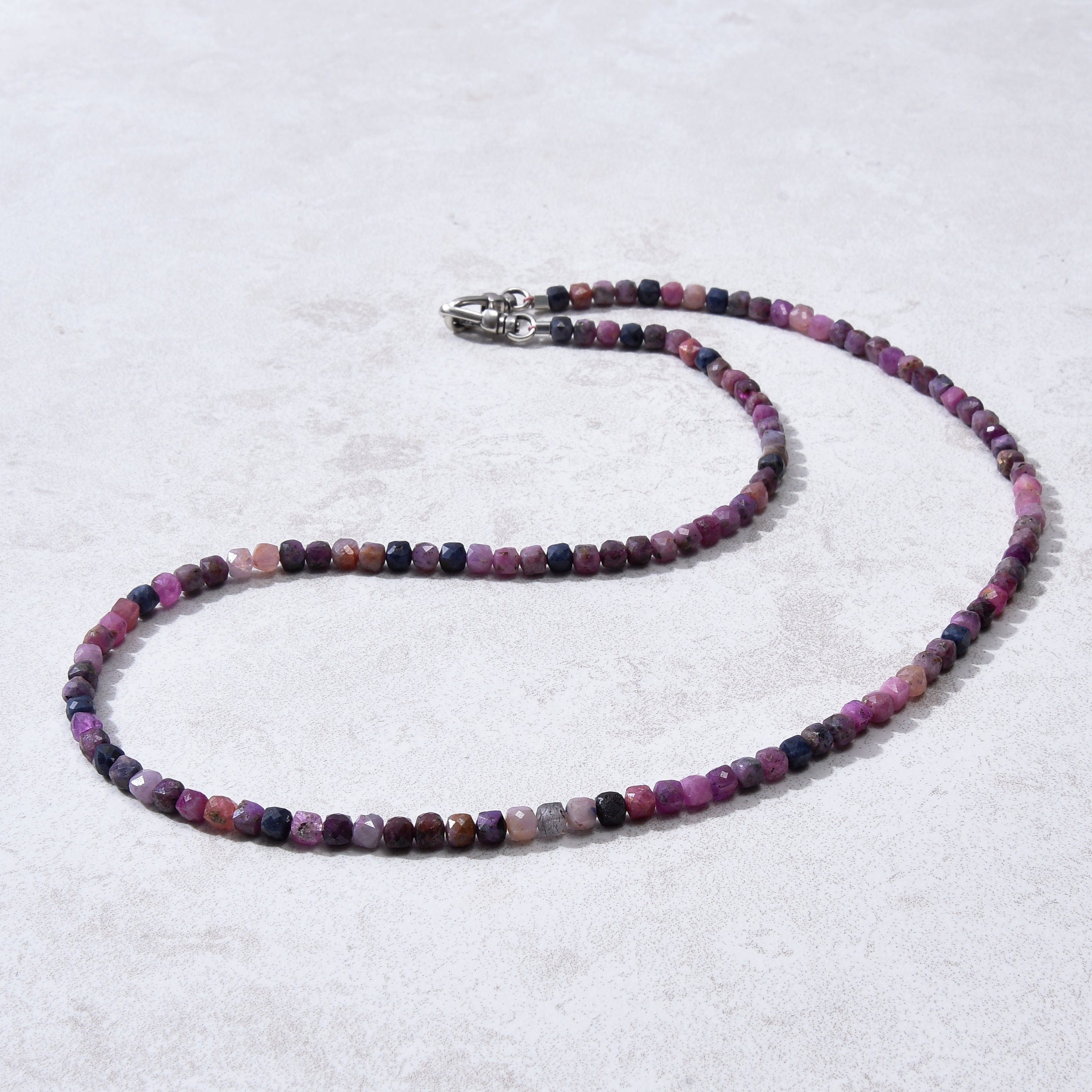KALIFANO Gemstone Jewelry 4mm Ruby Sapphire Faceted Cube 21" Necklace / Multi wrap Bracelet N55-RS