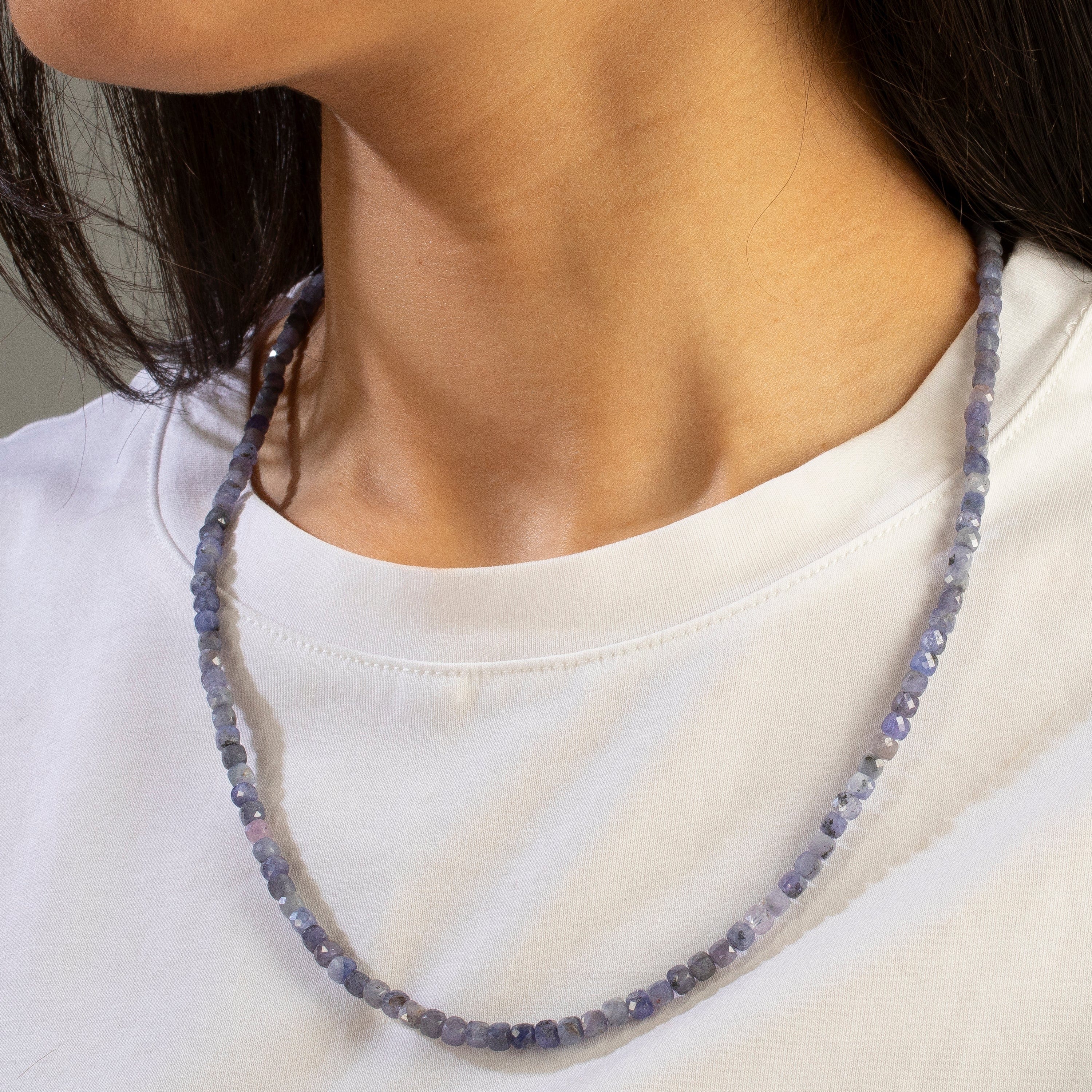 KALIFANO Gemstone Jewelry 4mm Tanzanite Faceted Cube 21" Necklace / Multi wrap Bracelet N55-TZ