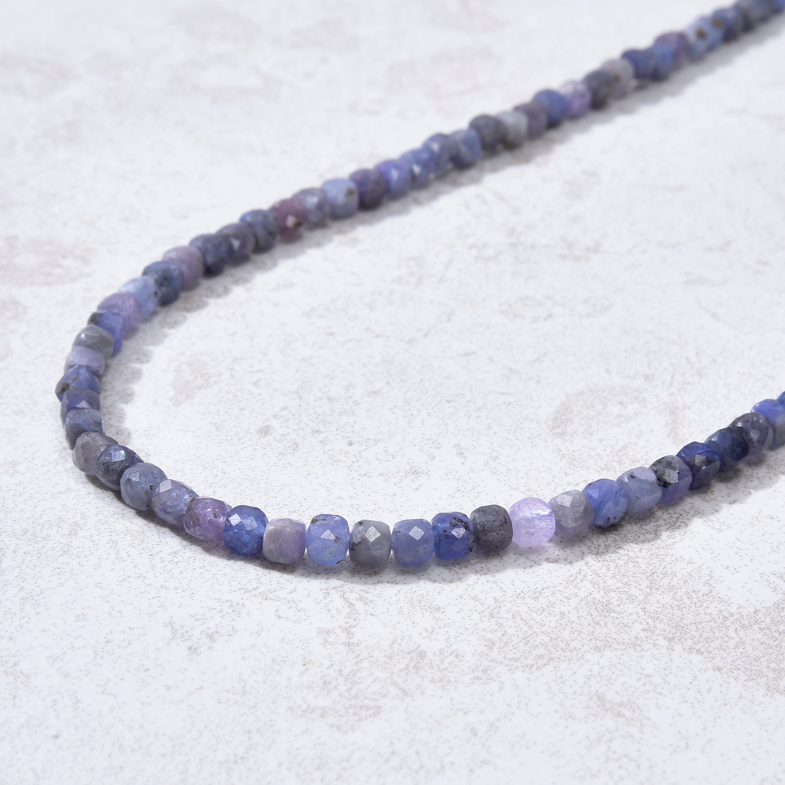 KALIFANO Gemstone Jewelry 4mm Tanzanite Faceted Cube 21" Necklace / Multi wrap Bracelet N55-TZ