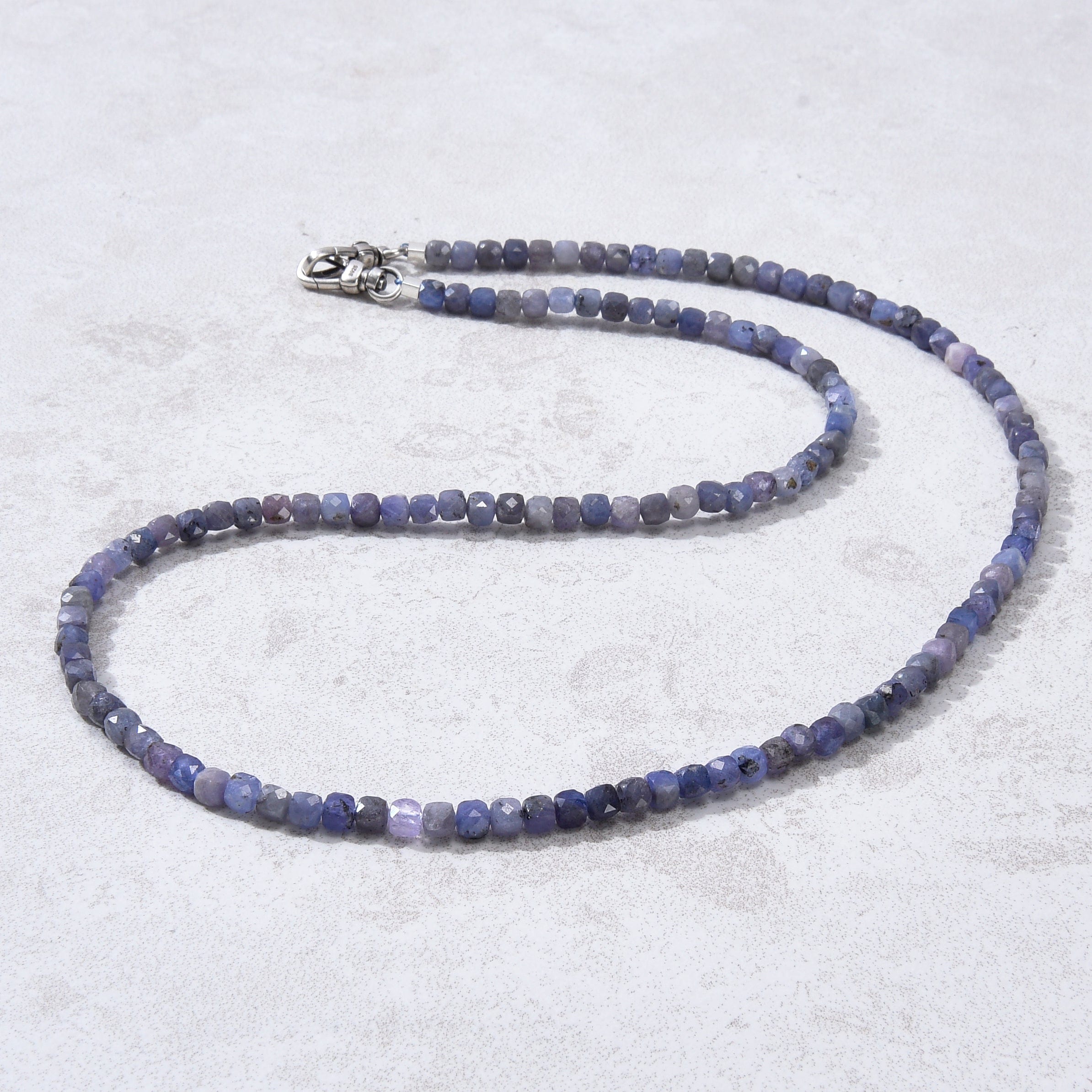 KALIFANO Gemstone Jewelry 4mm Tanzanite Faceted Cube 21" Necklace / Multi wrap Bracelet N55-TZ