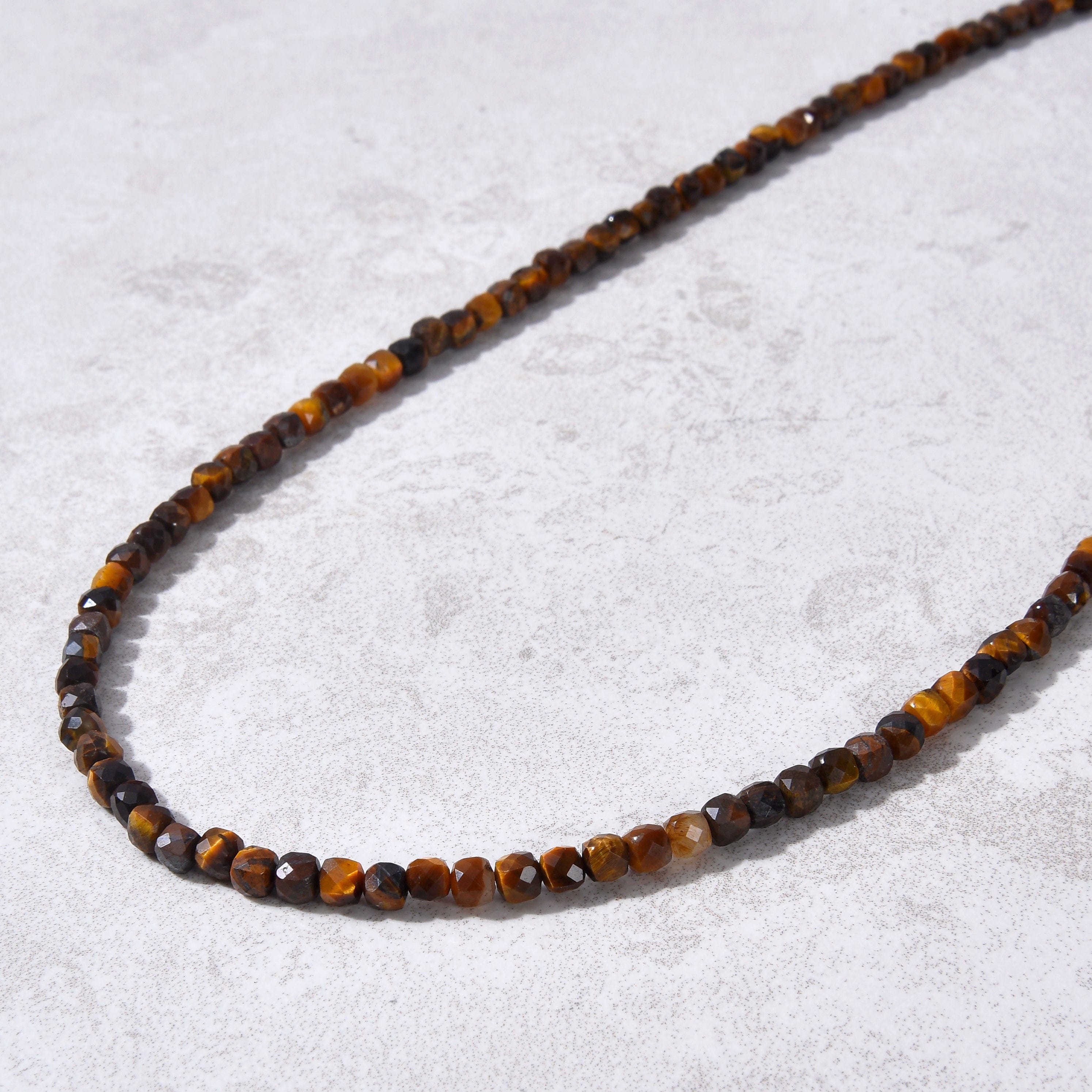KALIFANO Gemstone Jewelry 4mm Tiger Eye Faceted Cube 21" Necklace / Multi wrap Bracelet N55-TE