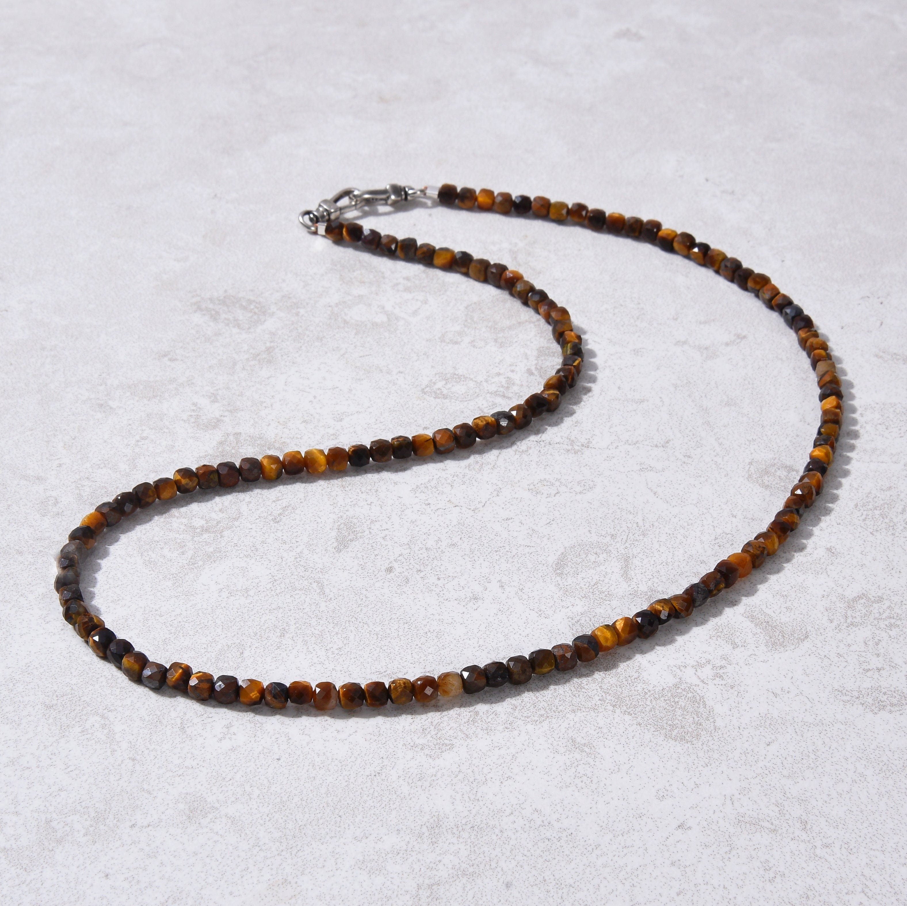 KALIFANO Gemstone Jewelry 4mm Tiger Eye Faceted Cube 21" Necklace / Multi wrap Bracelet N55-TE