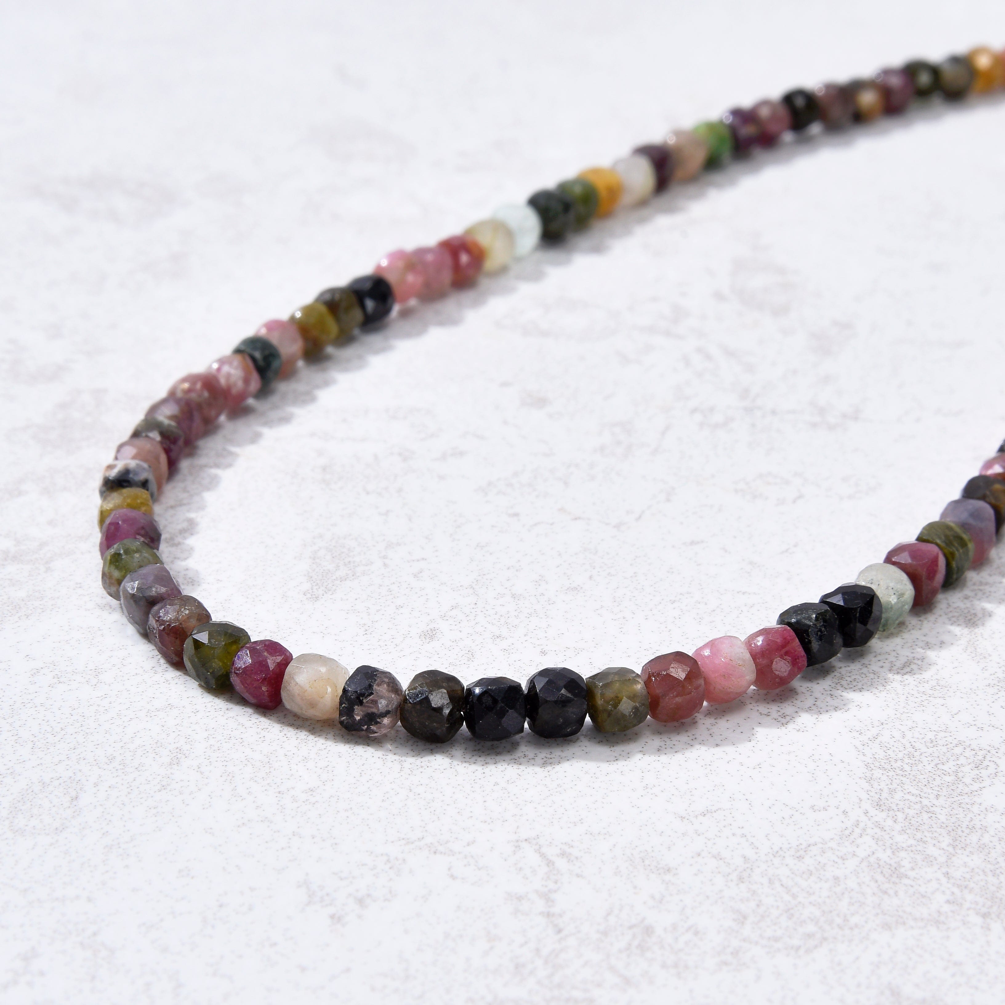 KALIFANO Gemstone Jewelry 4mm Tourmaline Faceted Cube 21" Necklace / Multi wrap Bracelet N55-TR