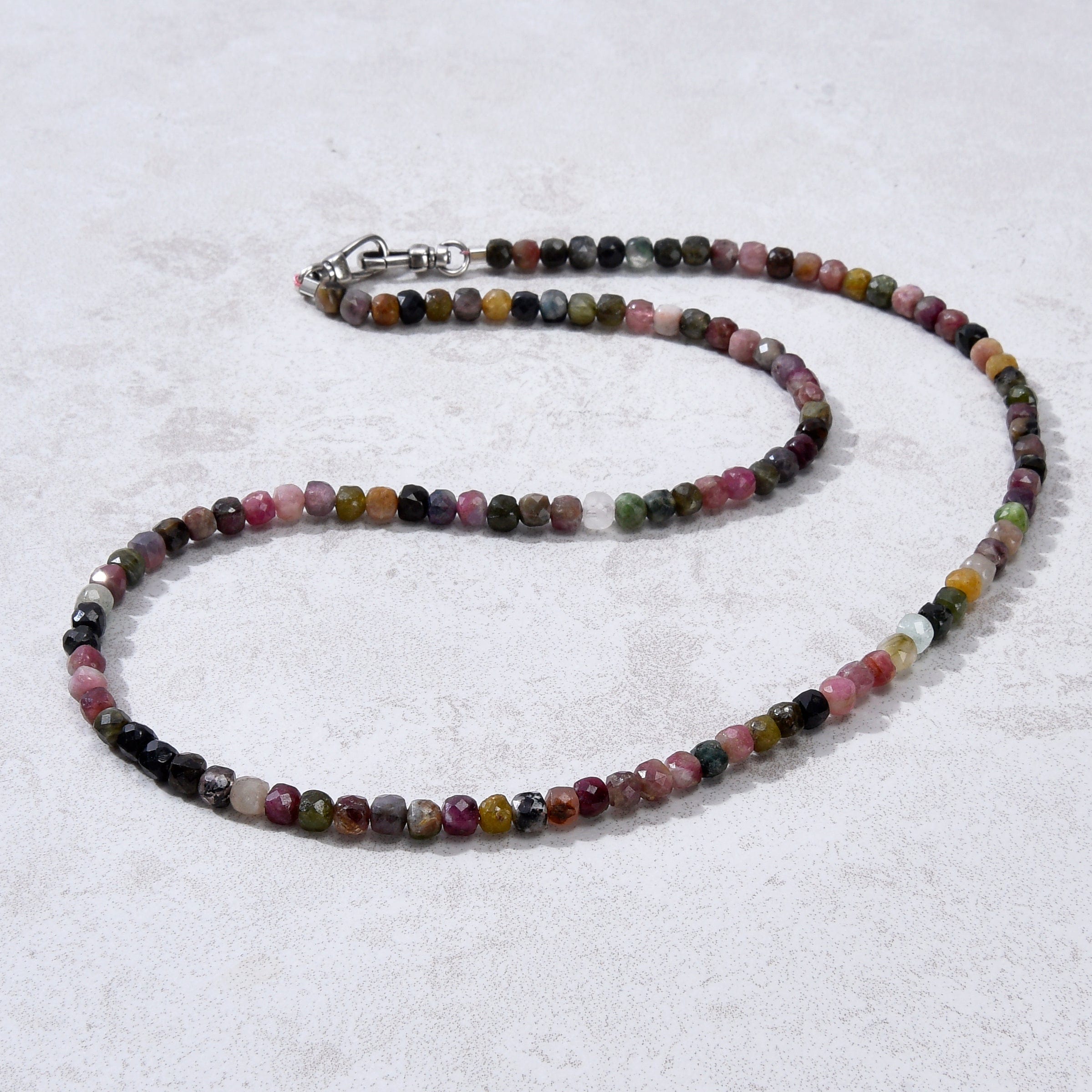 KALIFANO Gemstone Jewelry 4mm Tourmaline Faceted Cube 21" Necklace / Multi wrap Bracelet N55-TR