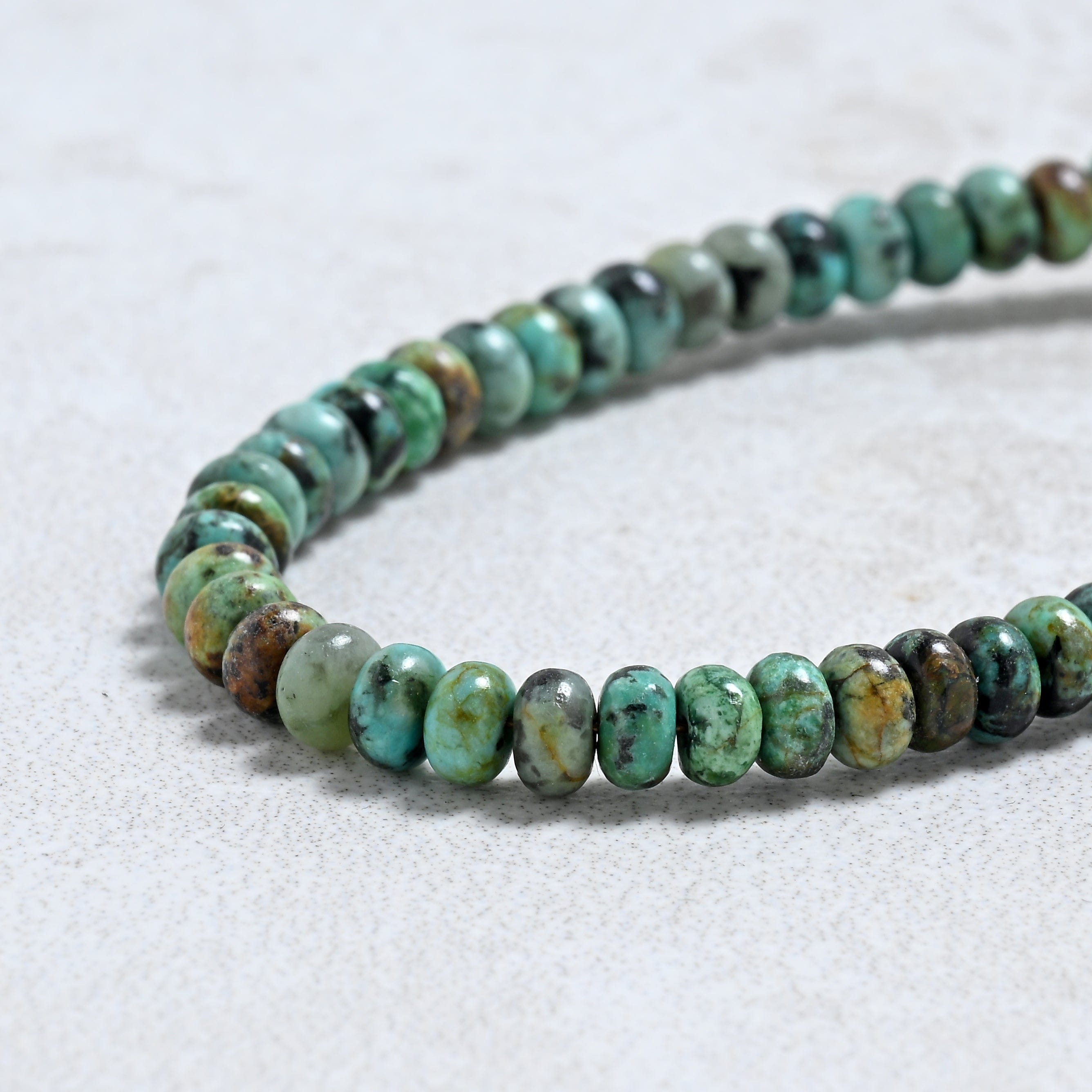 KALIFANO Gemstone Jewelry 6.5" African Turquoise Bracelet with Sterling Silver Lobster Clasp 925B-26-TQ