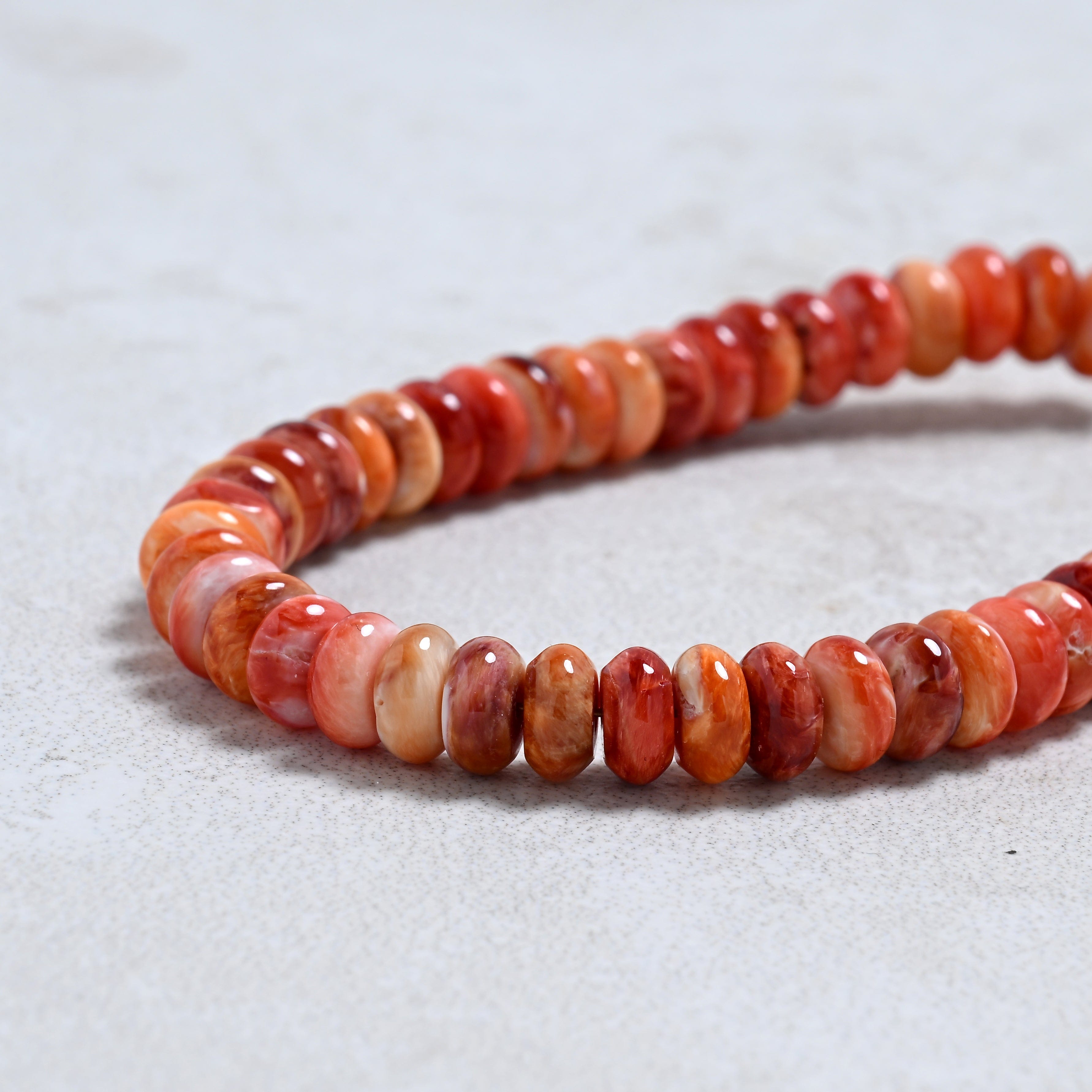 KALIFANO Gemstone Jewelry 6.5" Spiny Oyster Bracelet with Sterling Silver Lobster Clasp 925B-27-SO