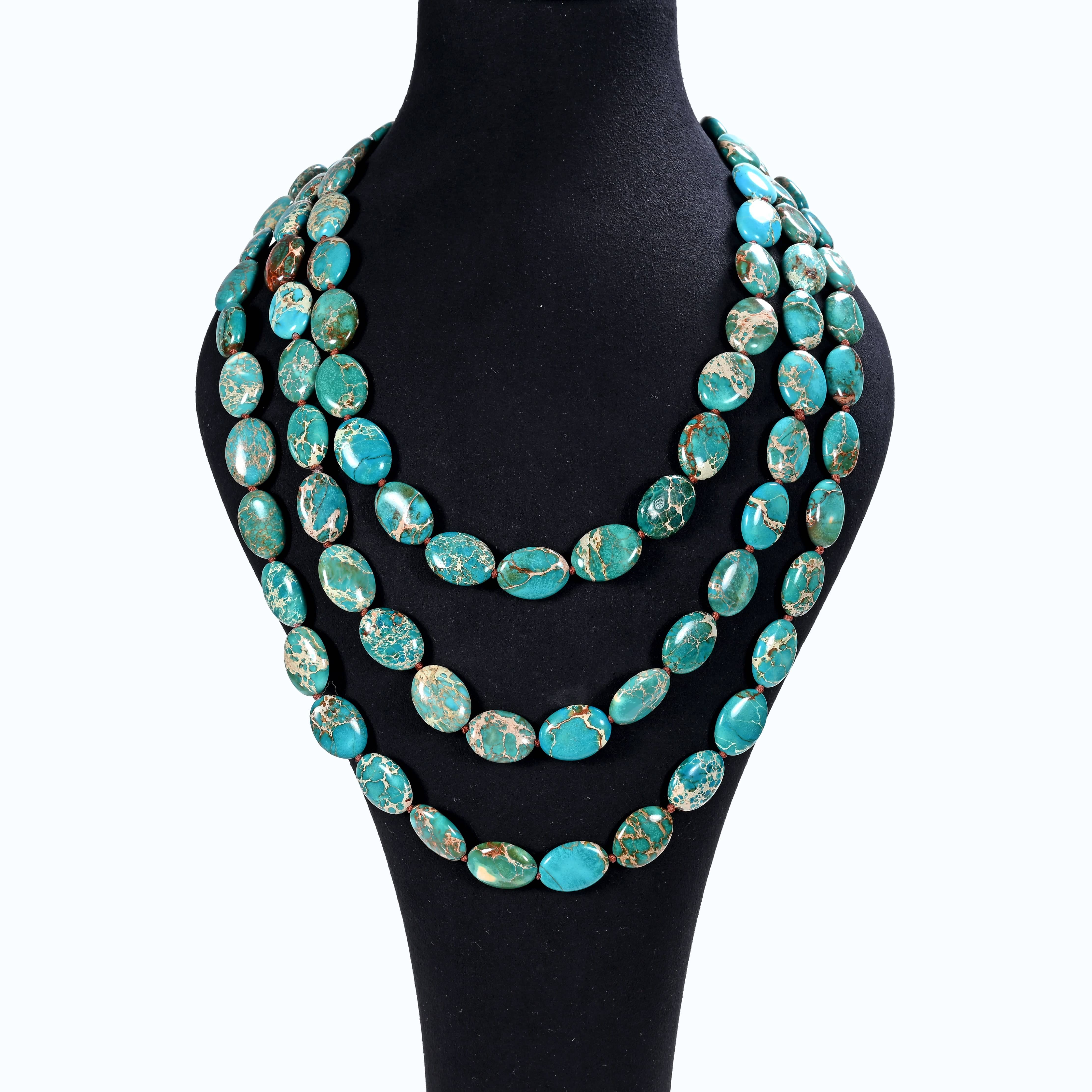 KALIFANO Gemstone Jewelry 73" Turquoise Natural Gemstone Necklace LN-TQ
