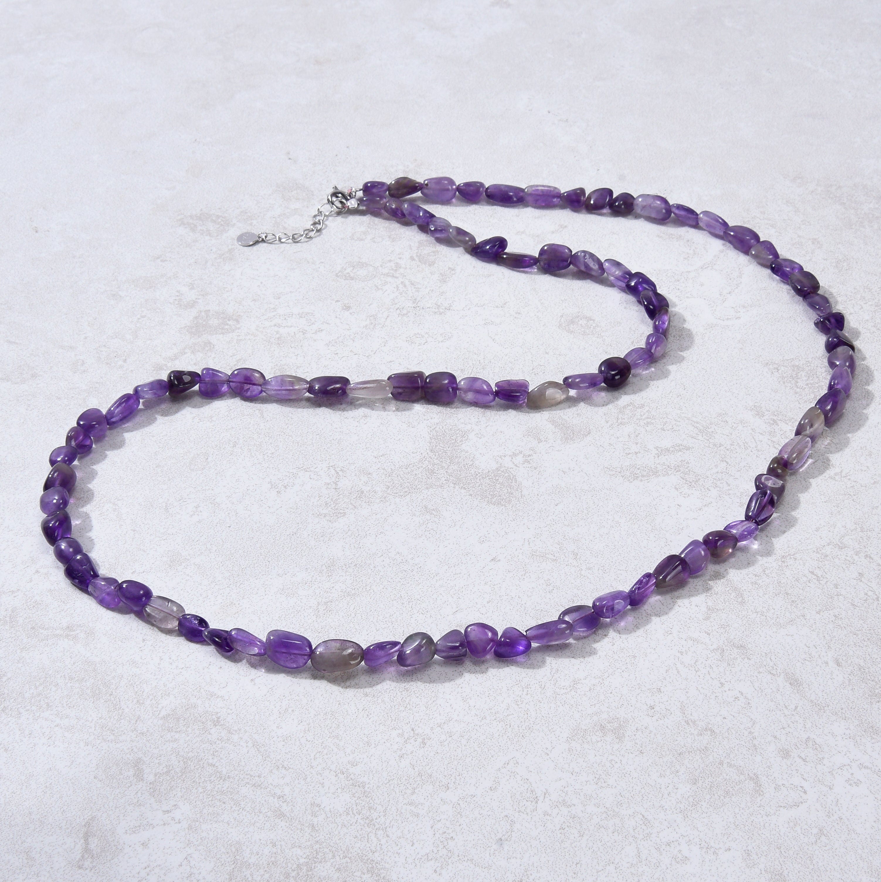 KALIFANO Gemstone Jewelry 8mm Amethyst 30" Necklace / Multi wrap Bracelet N77-AM