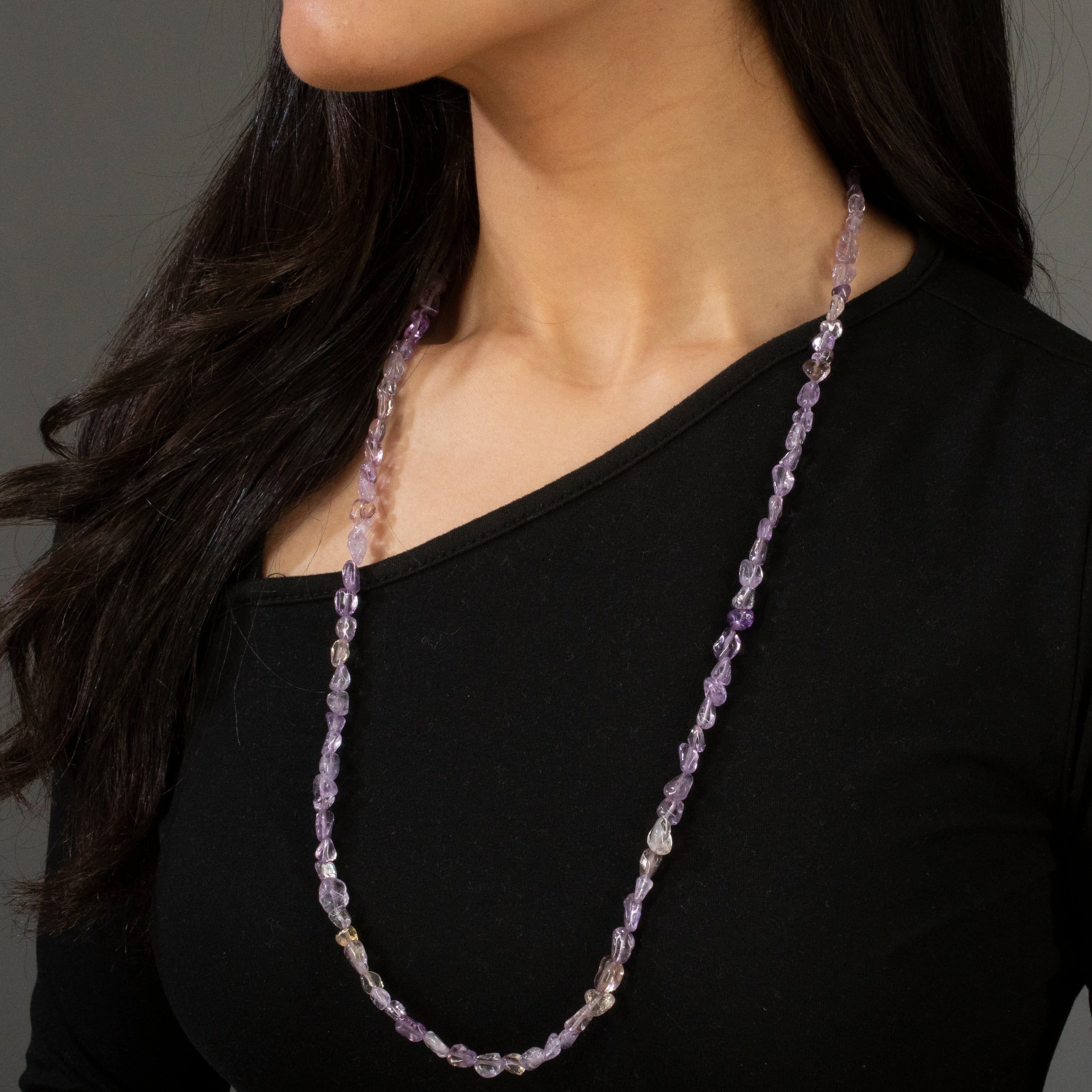 KALIFANO Gemstone Jewelry 8mm Ametrine 30" Necklace / Multi wrap Bracelet N77-AC