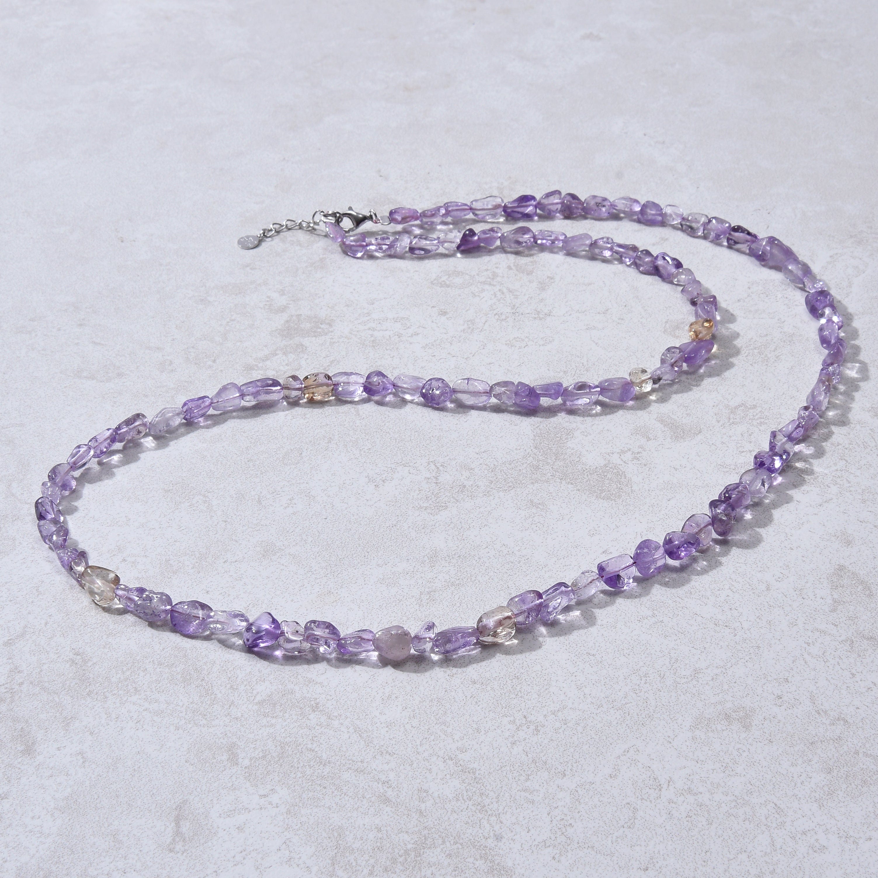 KALIFANO Gemstone Jewelry 8mm Ametrine 30" Necklace / Multi wrap Bracelet N77-AC