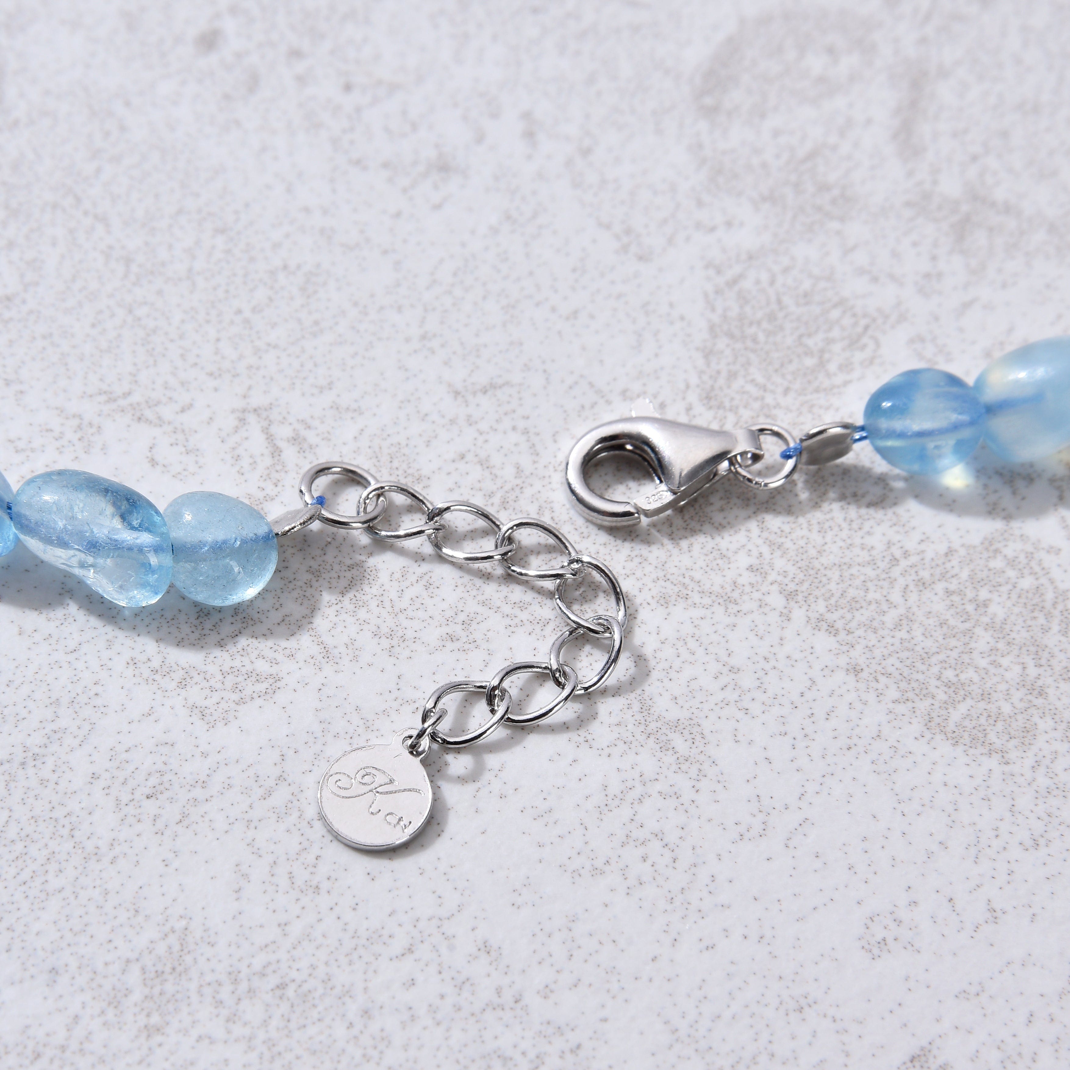 KALIFANO Gemstone Jewelry 8mm Aquamarine 30" Necklace / Multi wrap Bracelet N77-AQ
