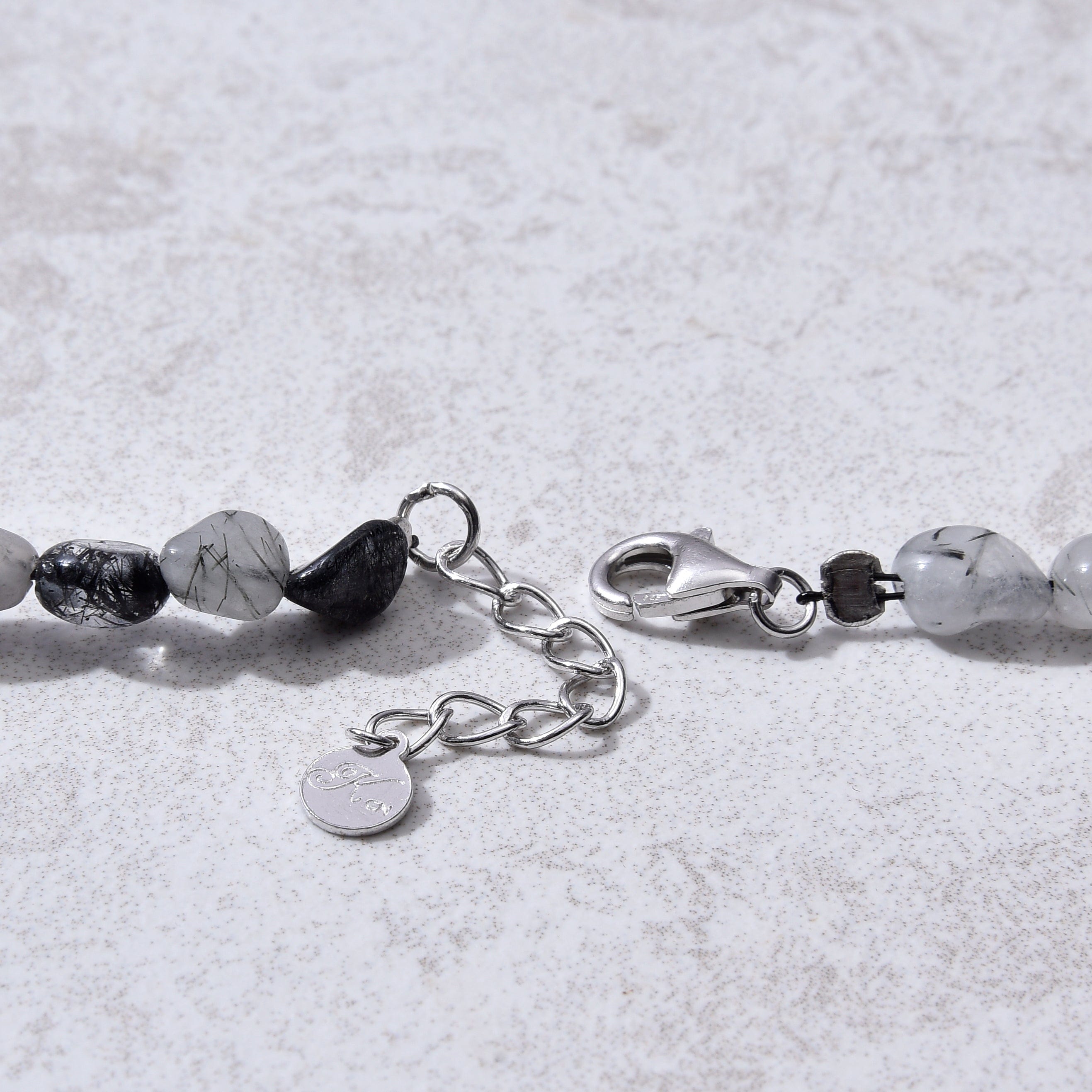 KALIFANO Gemstone Jewelry 8mm Black Rutilated Quartz 30" Necklace / Multi wrap Bracelet N77-BRQZ
