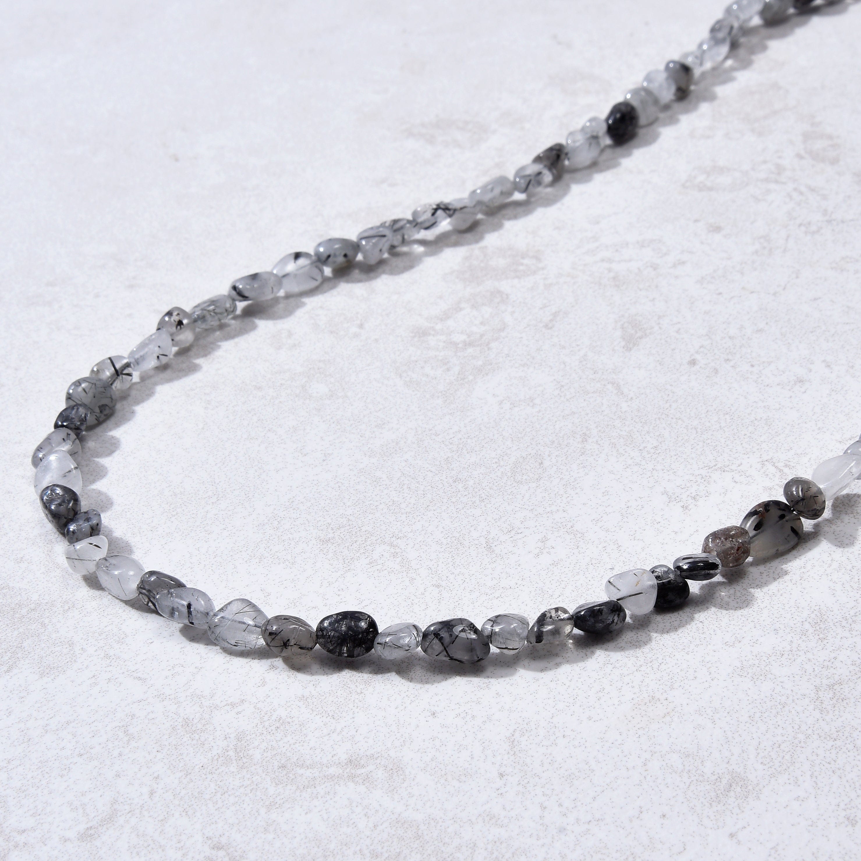 KALIFANO Gemstone Jewelry 8mm Black Rutilated Quartz 30" Necklace / Multi wrap Bracelet N77-BRQZ