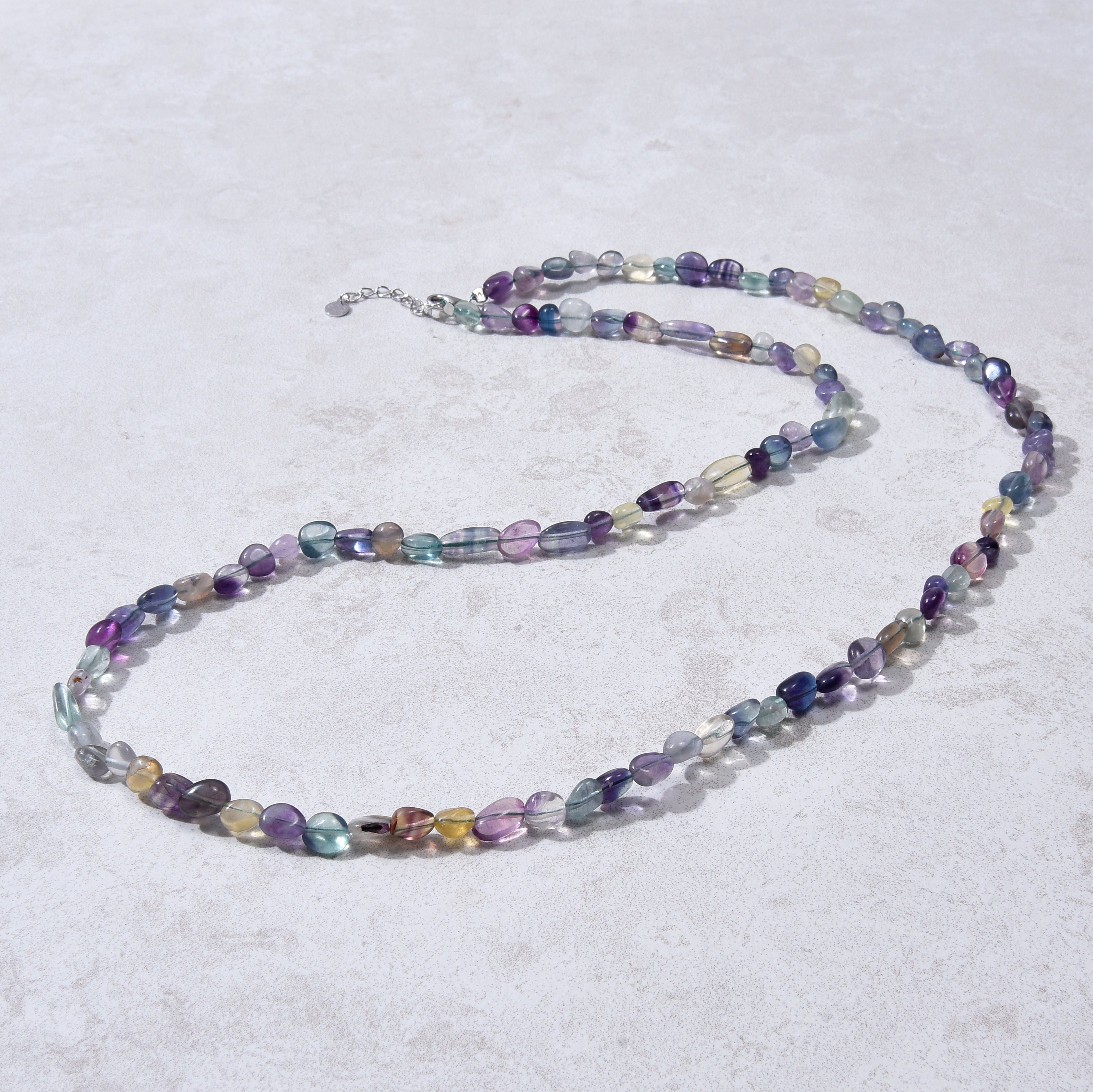 KALIFANO Gemstone Jewelry 8mm Fluorite 30" Necklace / Multi wrap Bracelet N77-FL