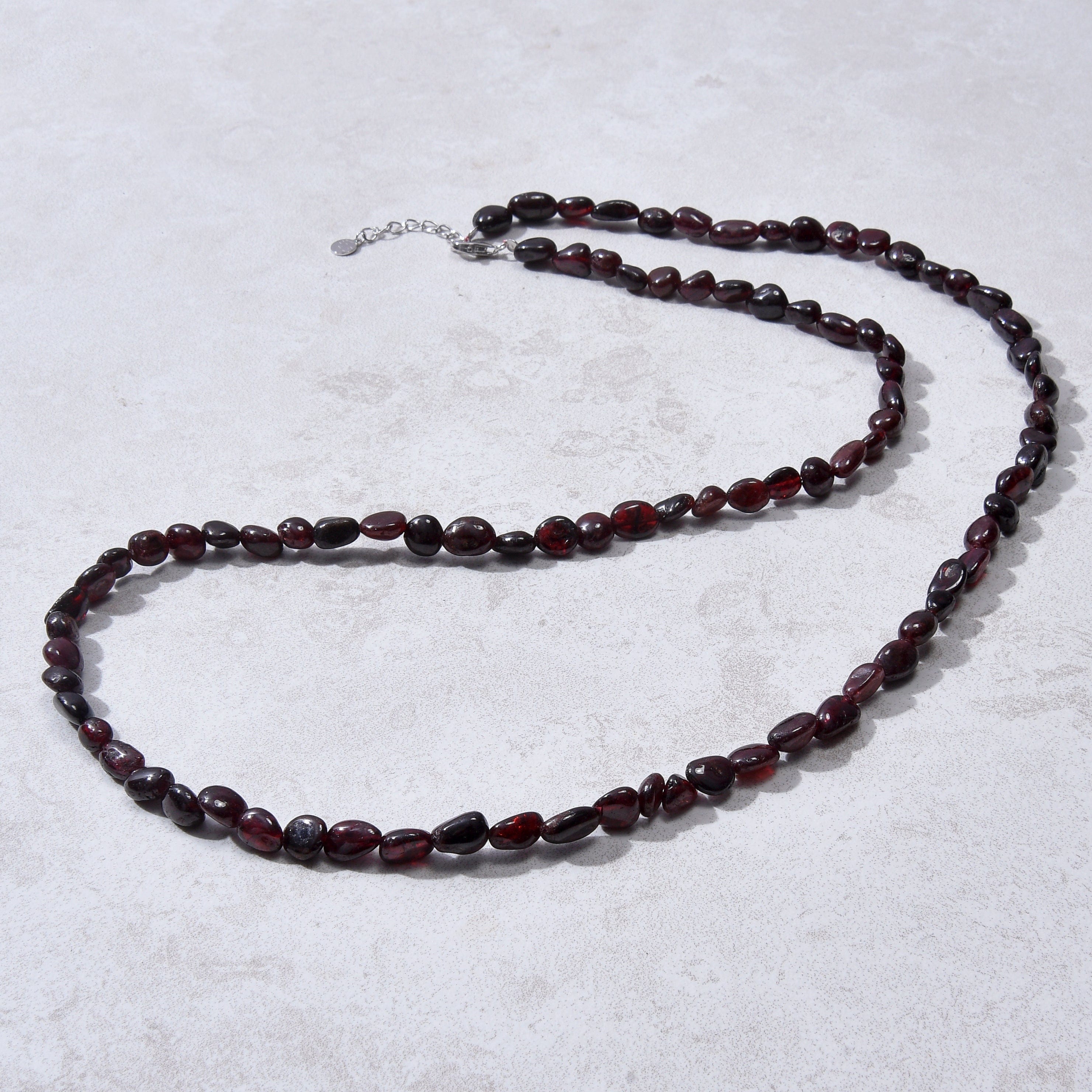 KALIFANO Gemstone Jewelry 8mm Garnet 30" Necklace / Multi wrap Bracelet N77-GA