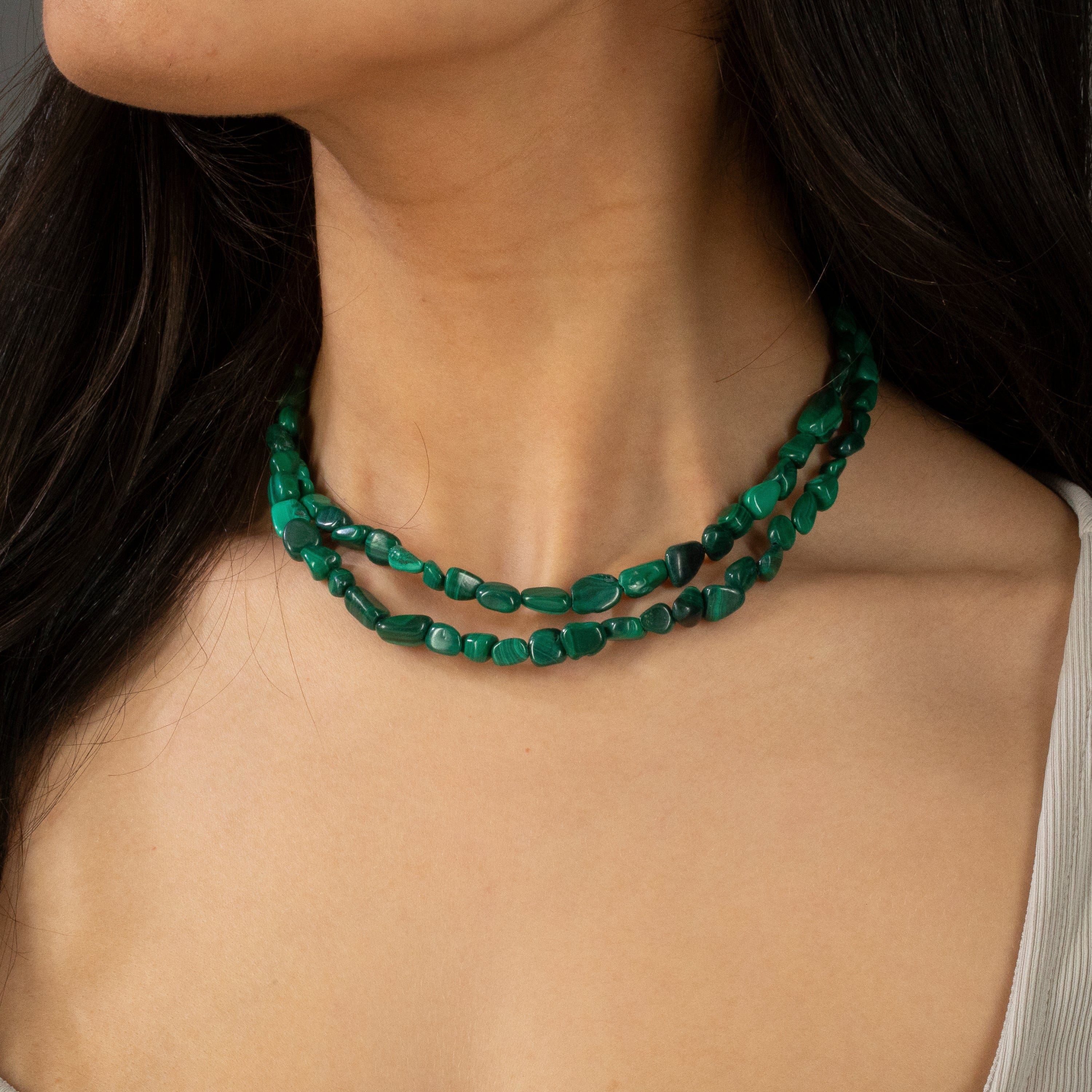 KALIFANO Gemstone Jewelry 8mm Malachite 30" Necklace / Multi wrap Bracelet N77-MA