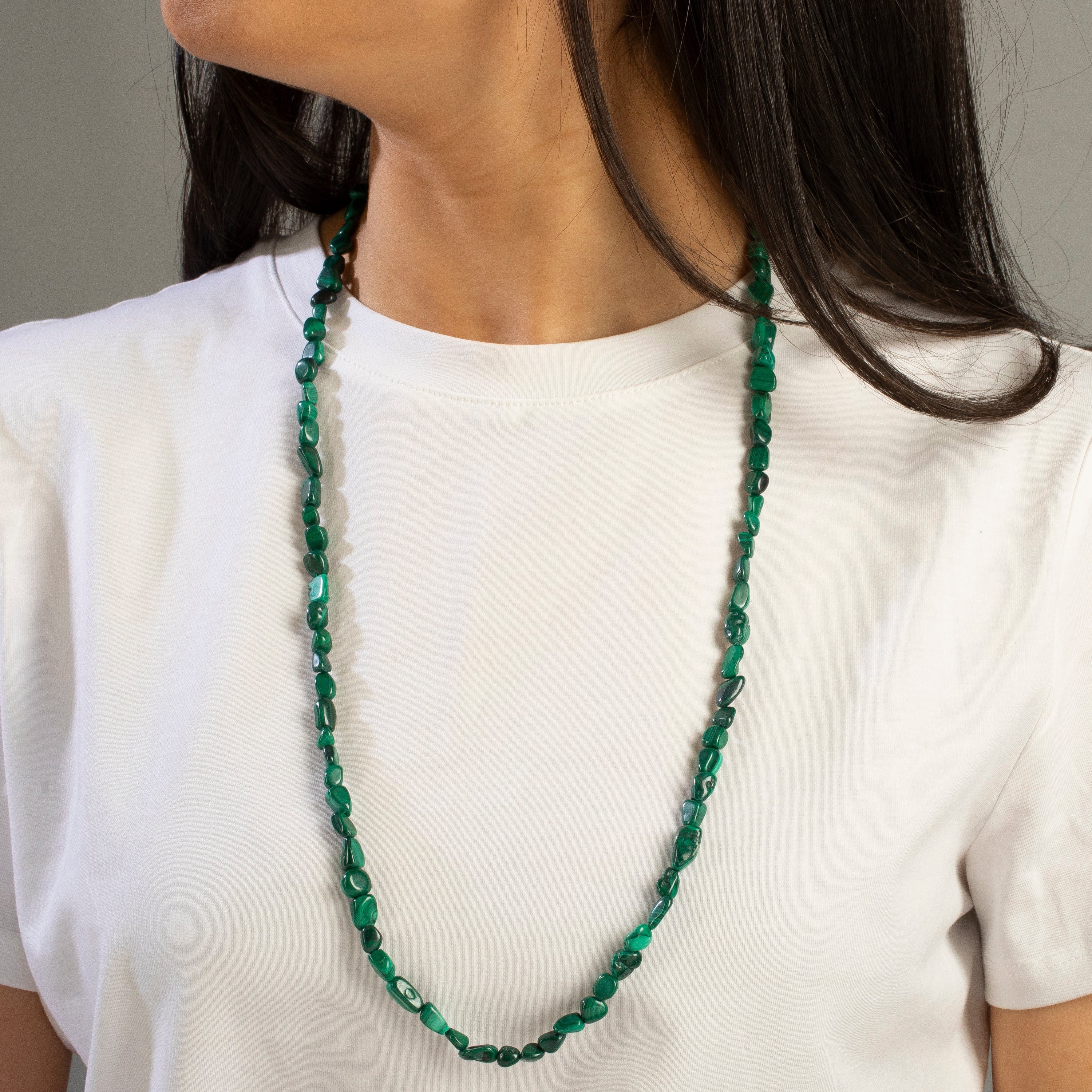 KALIFANO Gemstone Jewelry 8mm Malachite 30" Necklace / Multi wrap Bracelet N77-MA