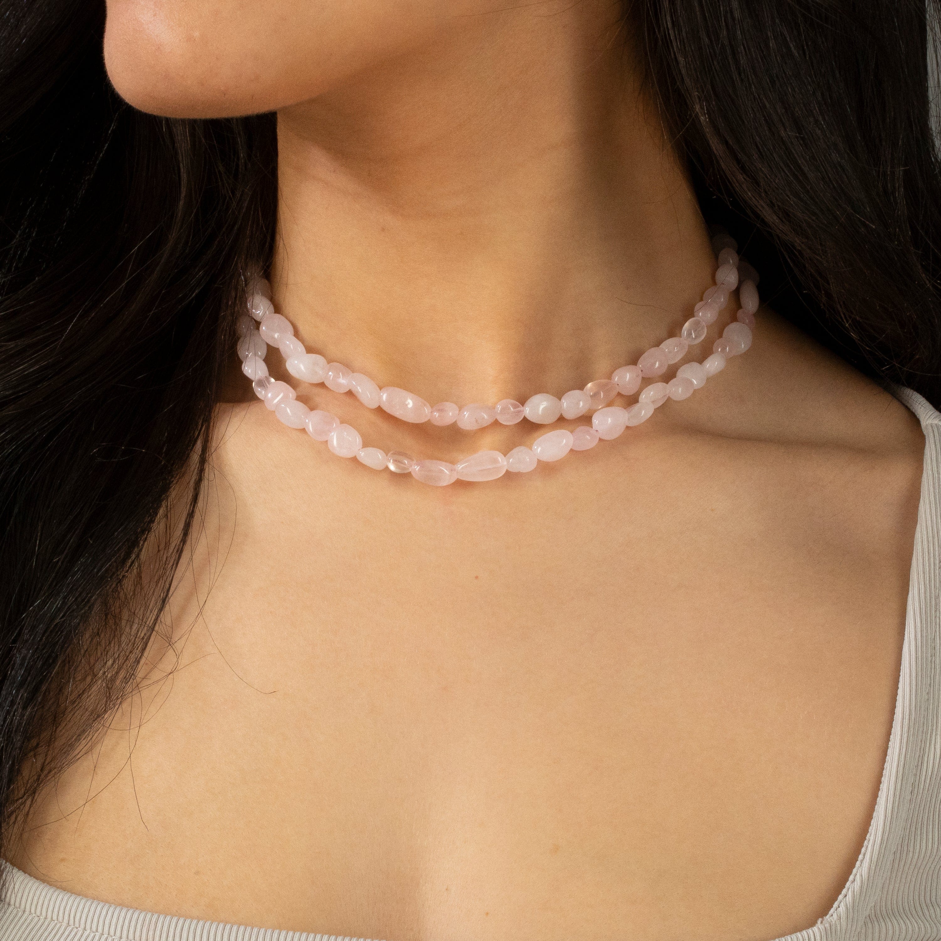KALIFANO Gemstone Jewelry 8mm Rose Quartz 30" Necklace / Multi wrap Bracelet N77-RQ
